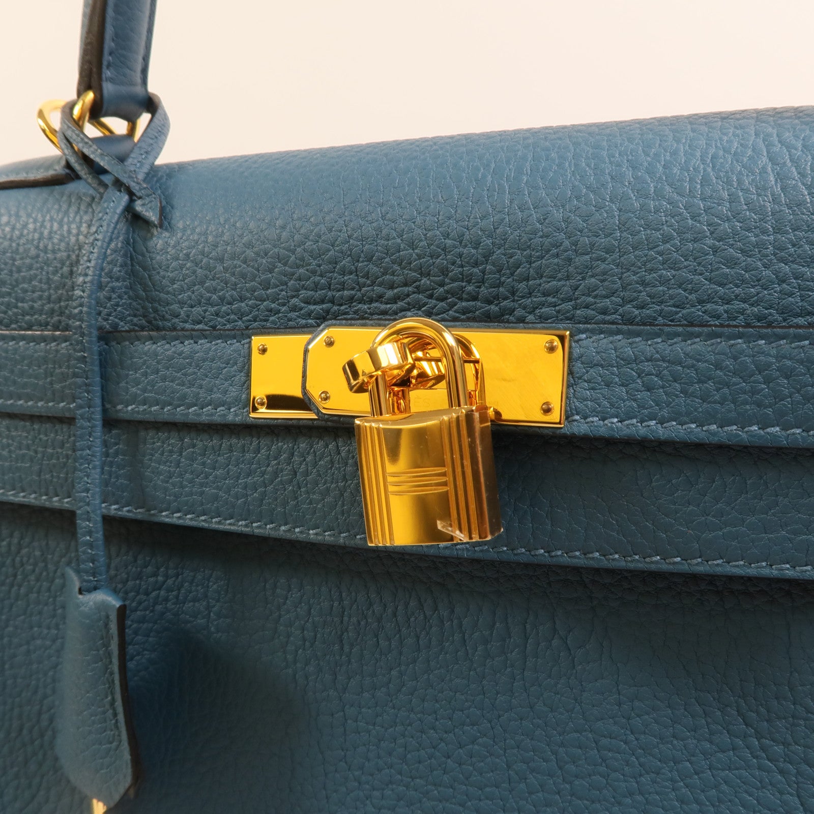 HERMES Togo皮革Kelly 32金扣手挽肩背兩用袋Cobalt