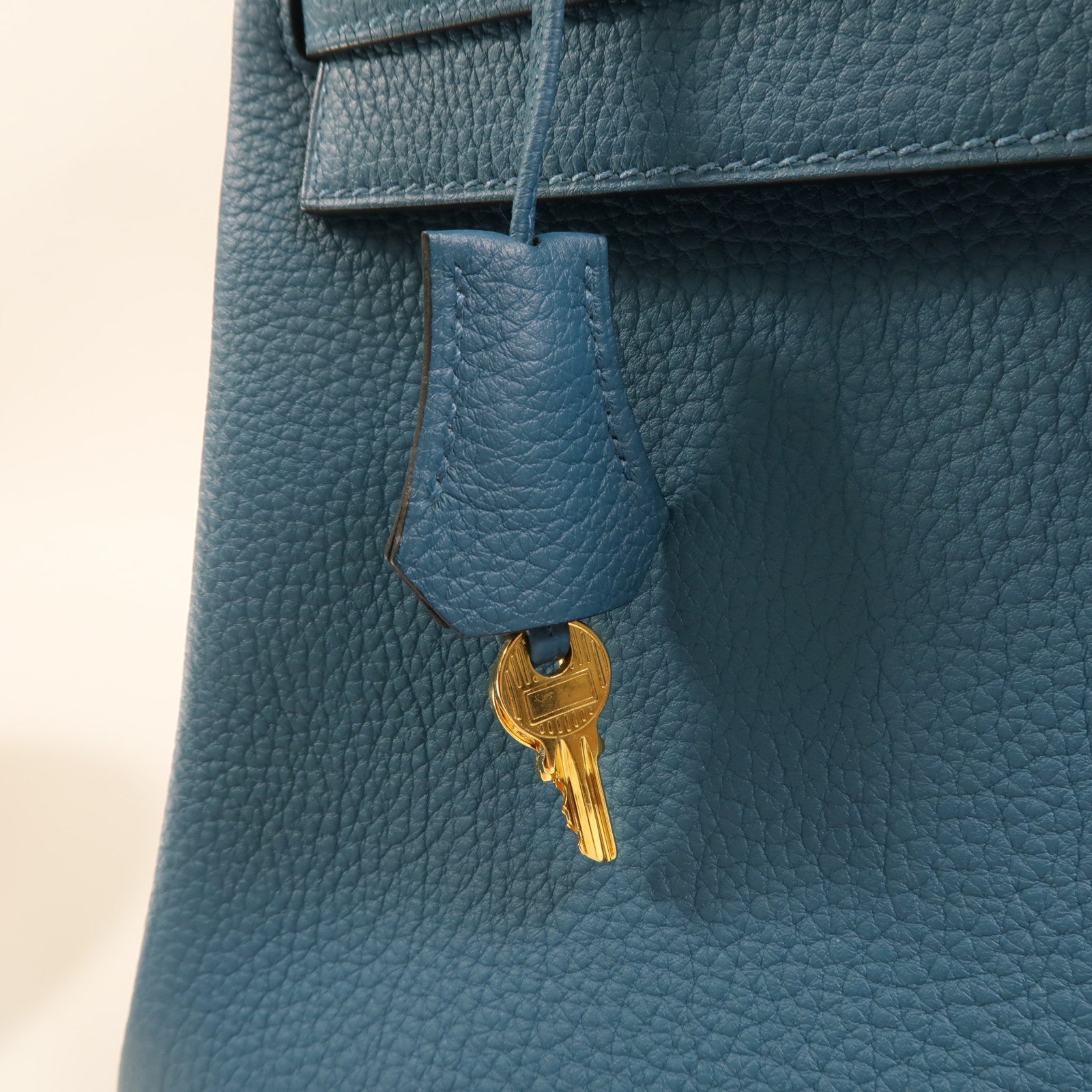 HERMES Togo皮革Kelly 32金扣手挽肩背兩用袋Cobalt