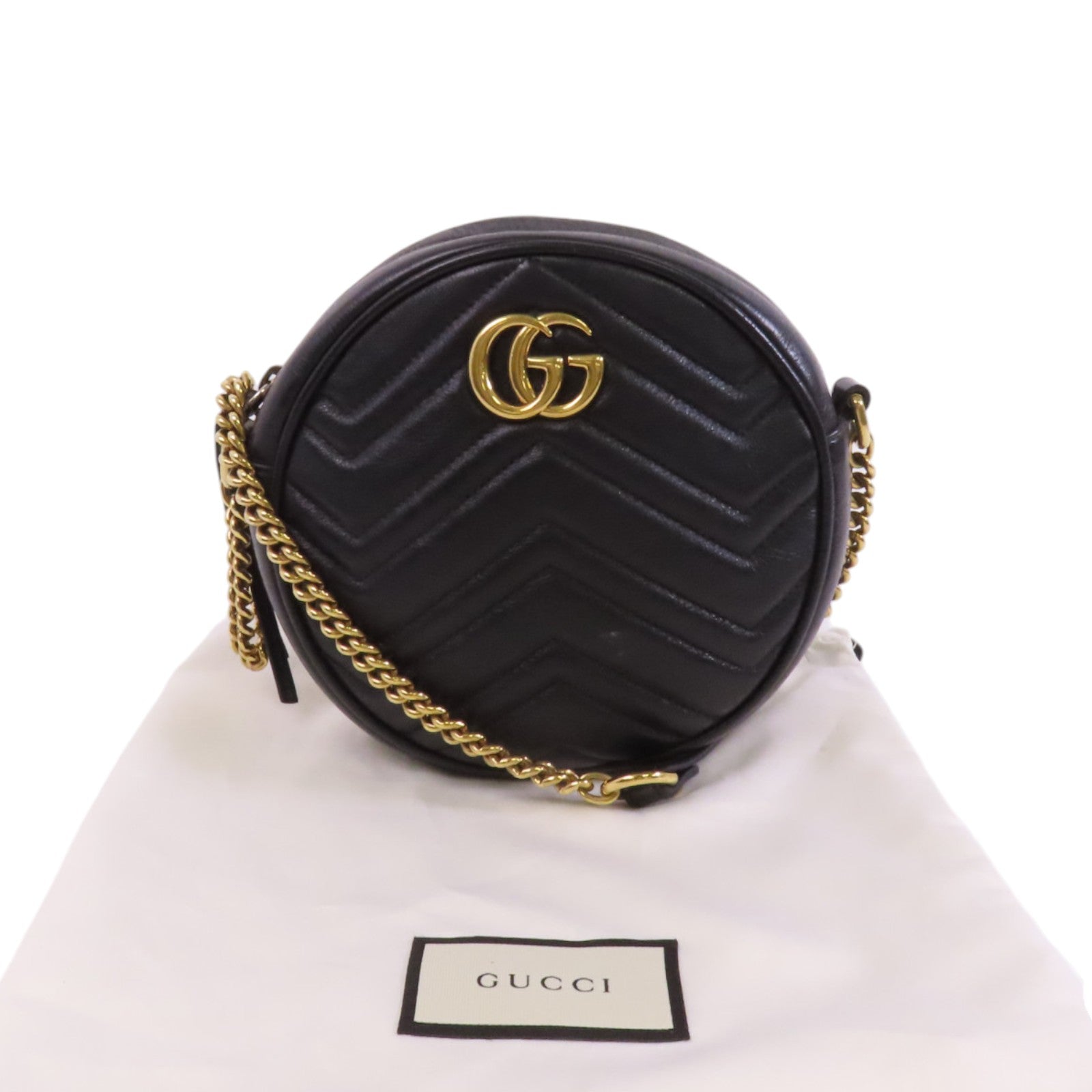 GUCCI 牛皮皮革GG Marmont金扣鏈帶肩背袋