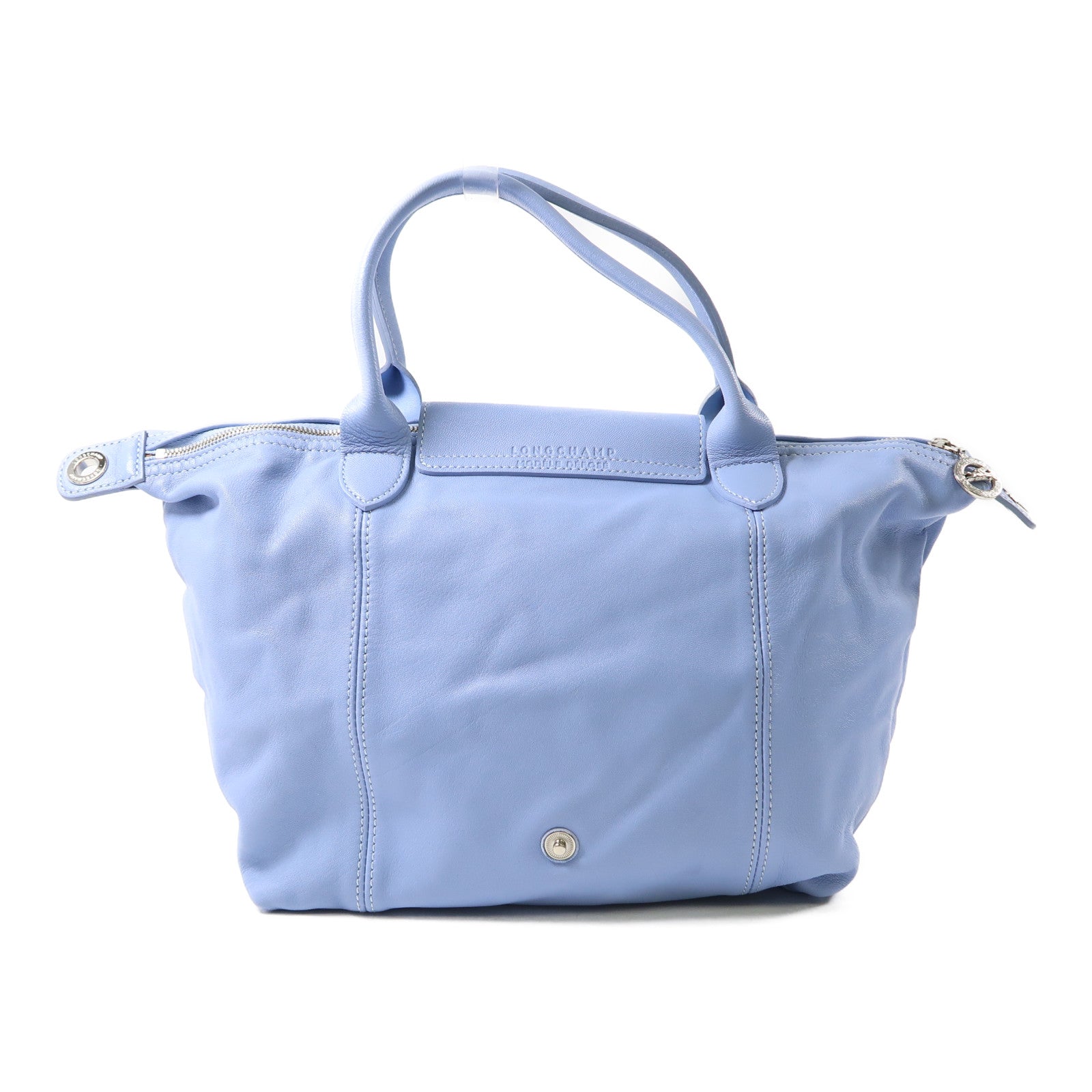Longchamp 羊皮皮革Shoulder Bag銀扣手挽肩背兩用袋粉紅色