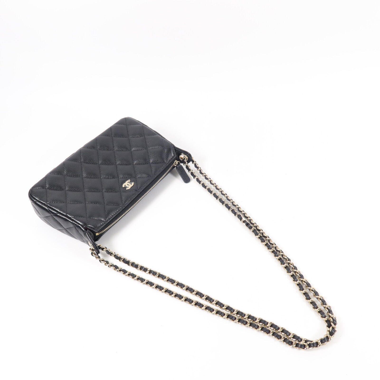CHANEL 牛皮皮革Clutch With Chain鏈帶肩背袋
