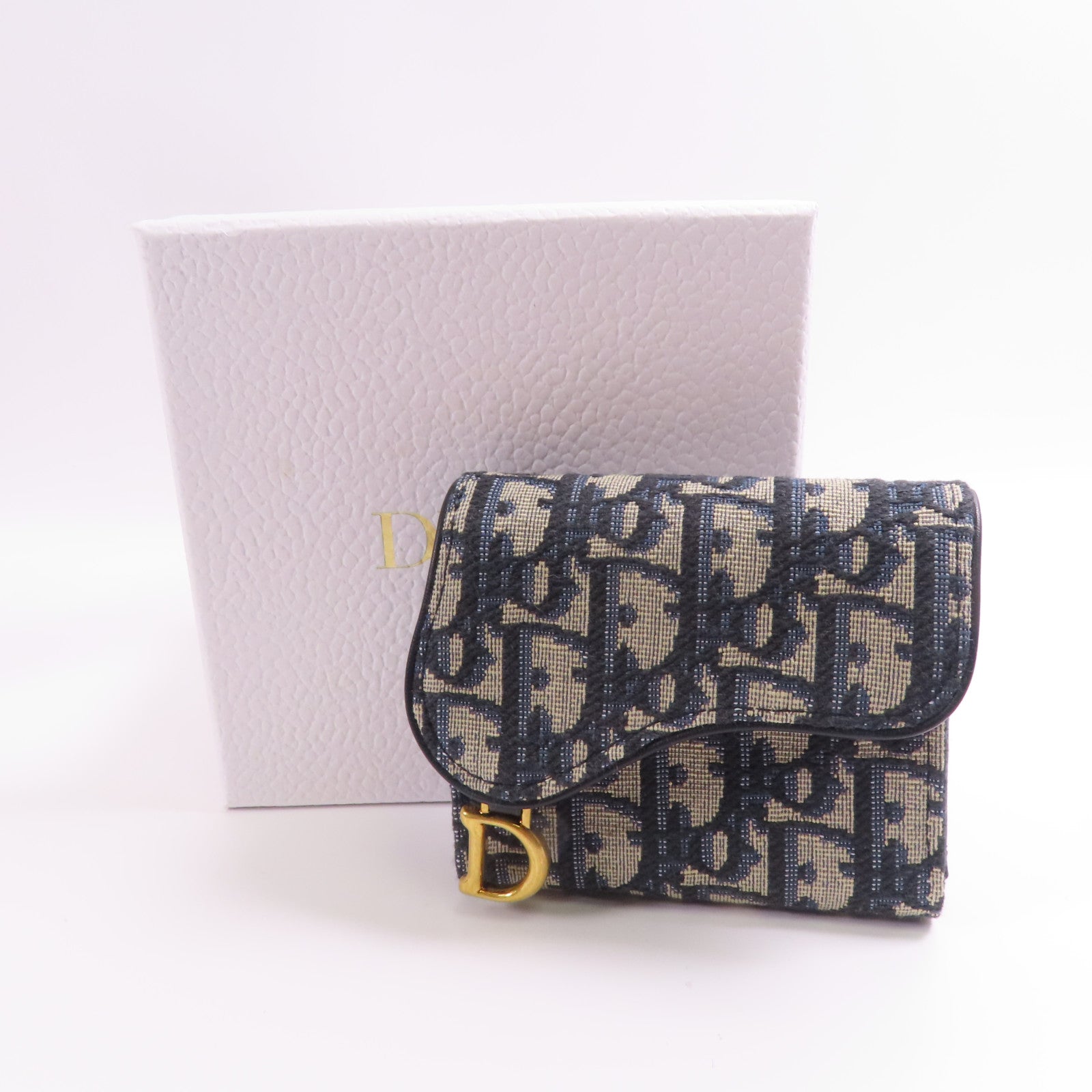 Dior 帆布Saddle Nymphea金扣錢包