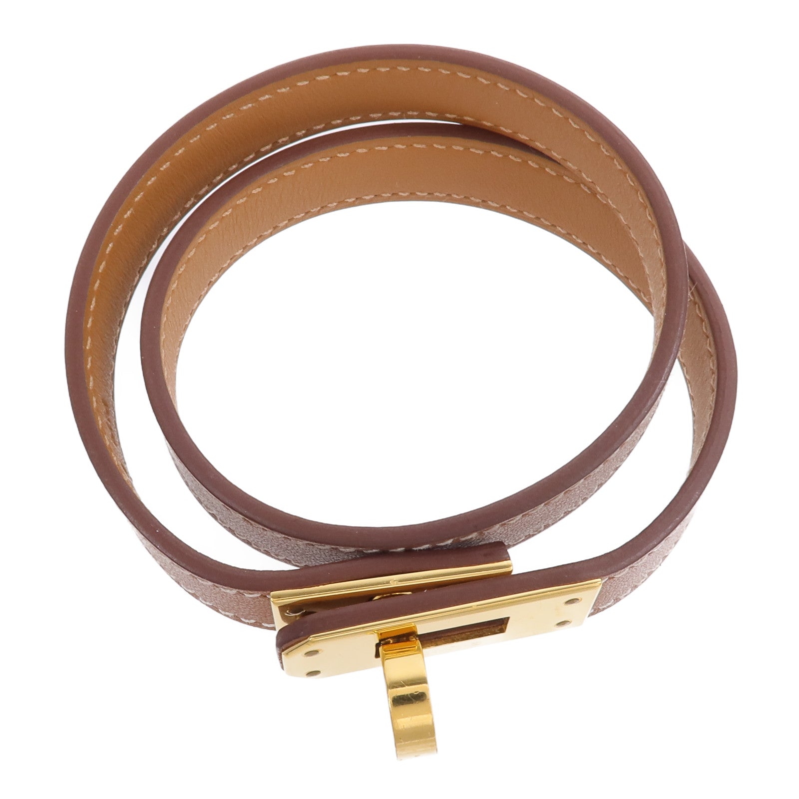 HERMES Swift皮革Mini Kelly Double Tour Bracelet手帶Gold