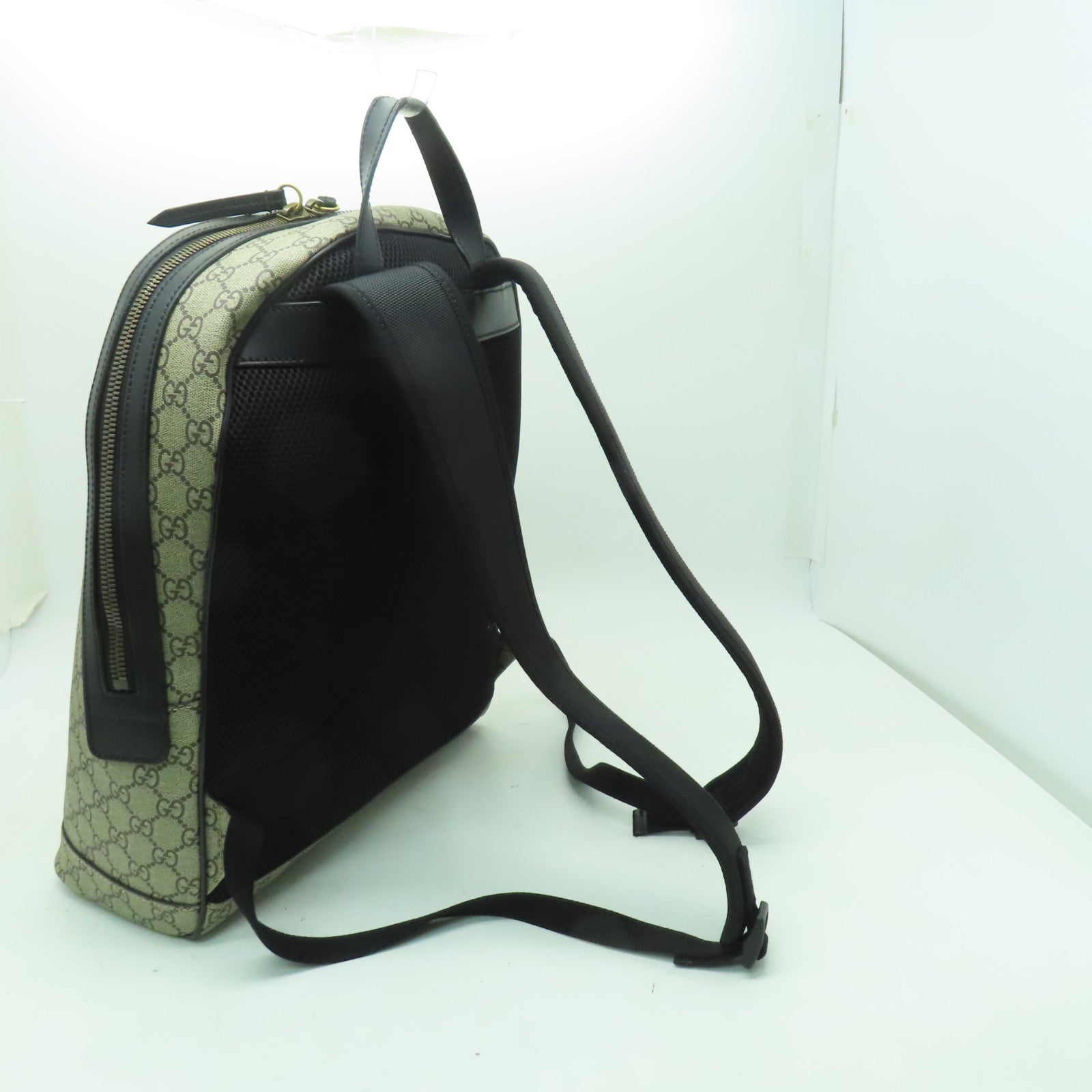GUCCI 【激減優惠】塗層帆布Backpack金扣背包棕色