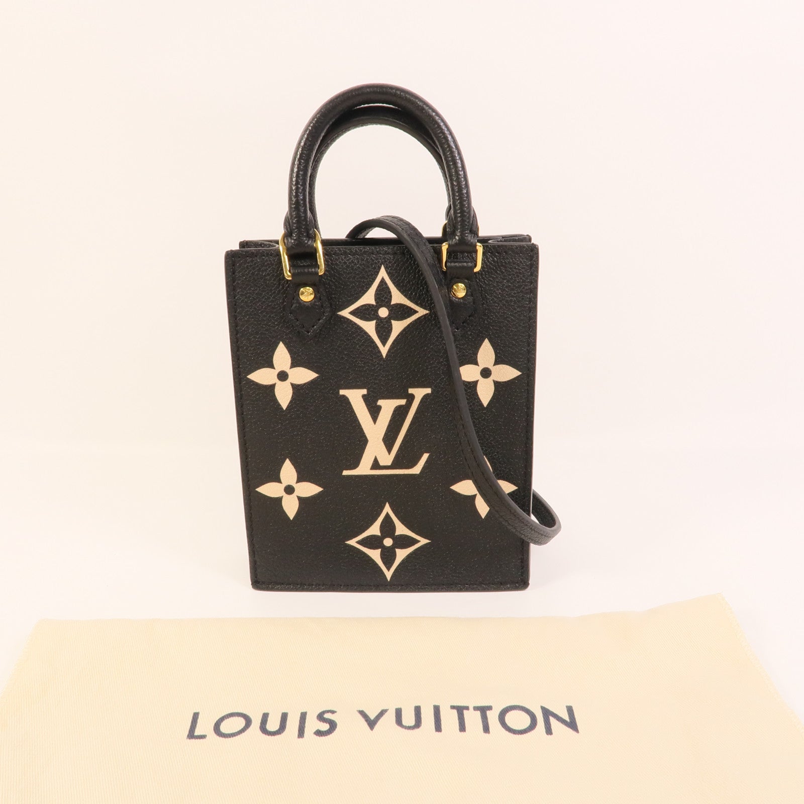 LOUIS VUITTON Monogram Empreinte Petit Sac Plat金扣手挽肩背兩用袋