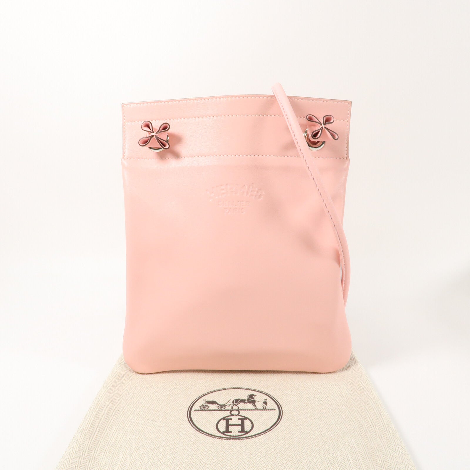 HERMES Swift皮革Aline Mini銀扣肩背袋Rose Sakura