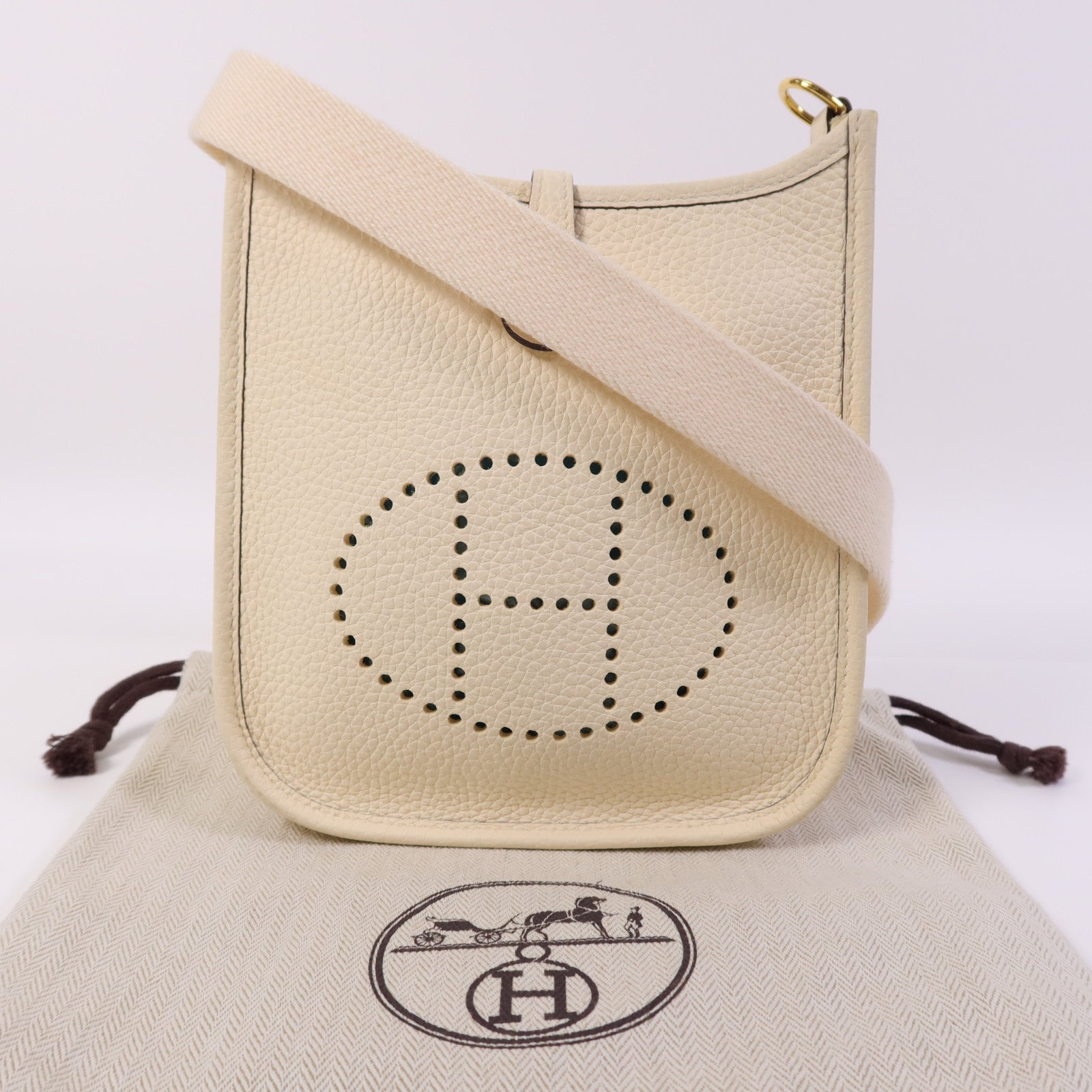 HERMES Clemence皮革Evelyne TPM金扣肩背袋Nata