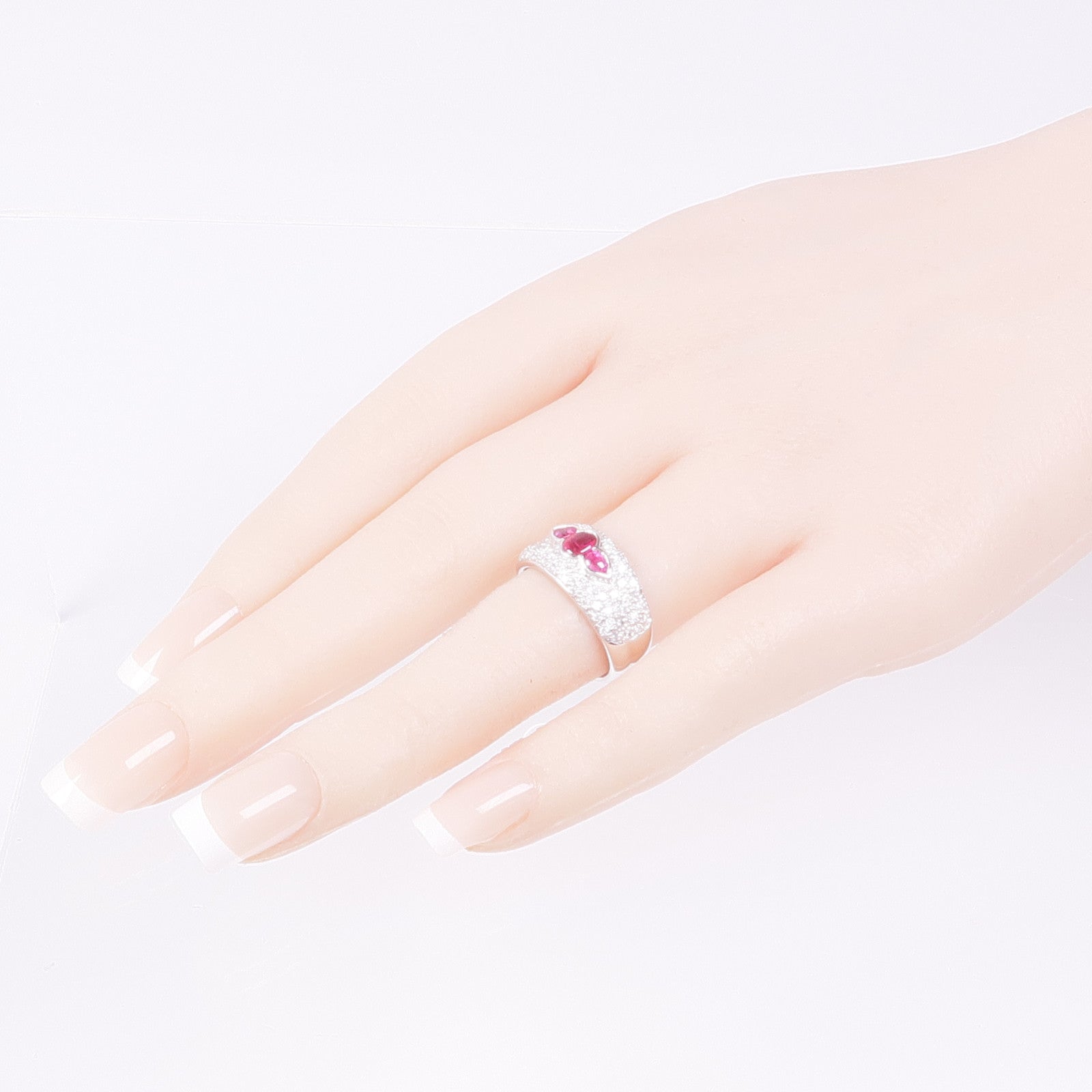 JEWELRY 【激減優惠】PT900鉑金Ruby/Diamond Ring紅寶石/鑽石戒指US#6.5