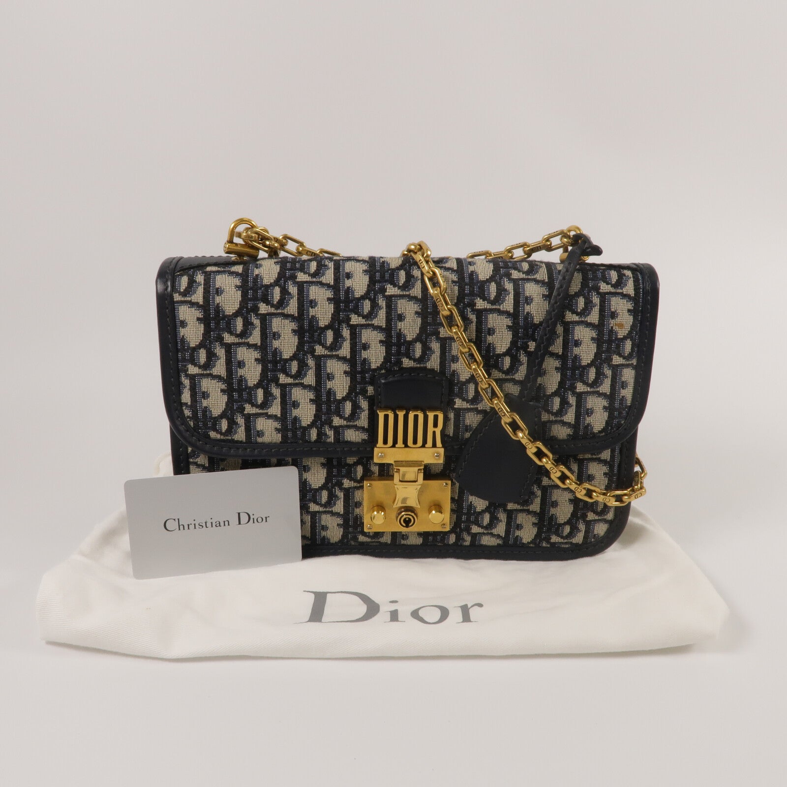 Dior 帆布Dioraddict Flap Bag鏈帶肩背袋