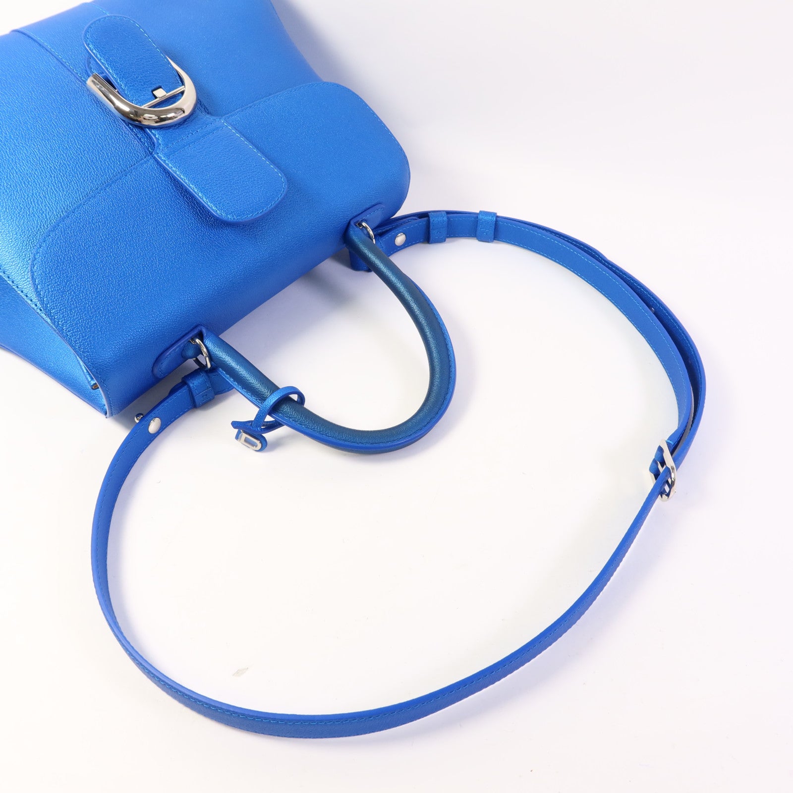 Delvaux 牛皮皮革Brillant MM銀扣手挽肩背兩用袋