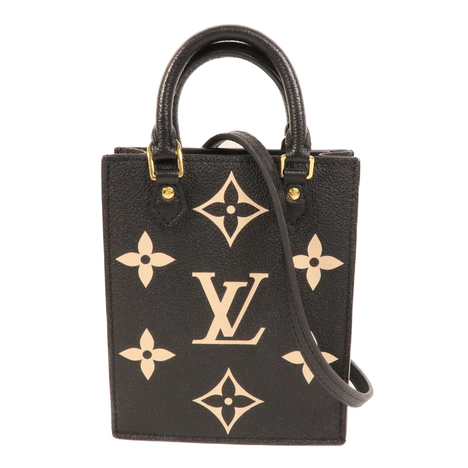 LOUIS VUITTON Monogram Empreinte Petit Sac Plat金扣手挽肩背兩用袋