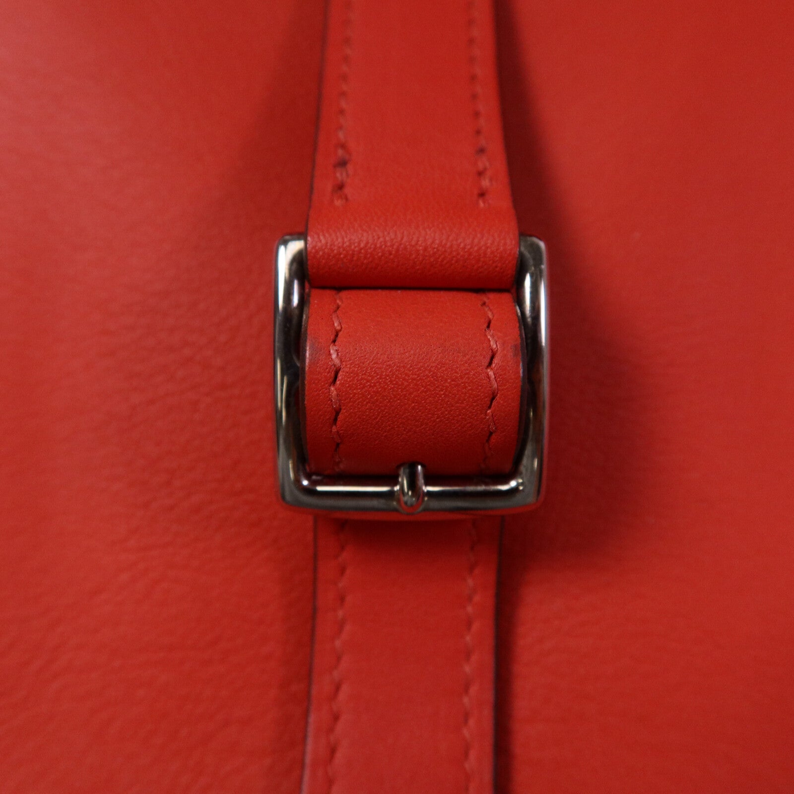 HERMES Swift皮革Halzan Mini銀扣肩背袋Rouge Tomate