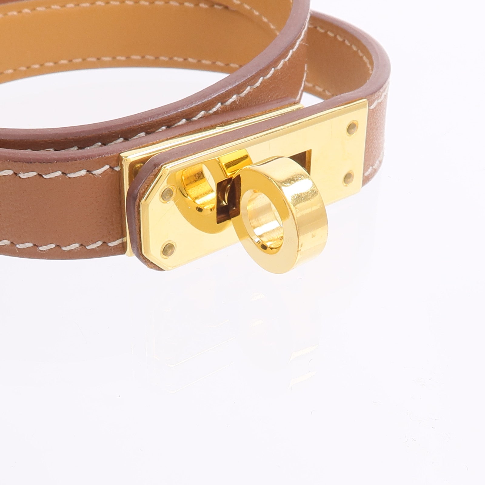 HERMES Swift皮革Mini Kelly Double Tour Bracelet手帶Gold