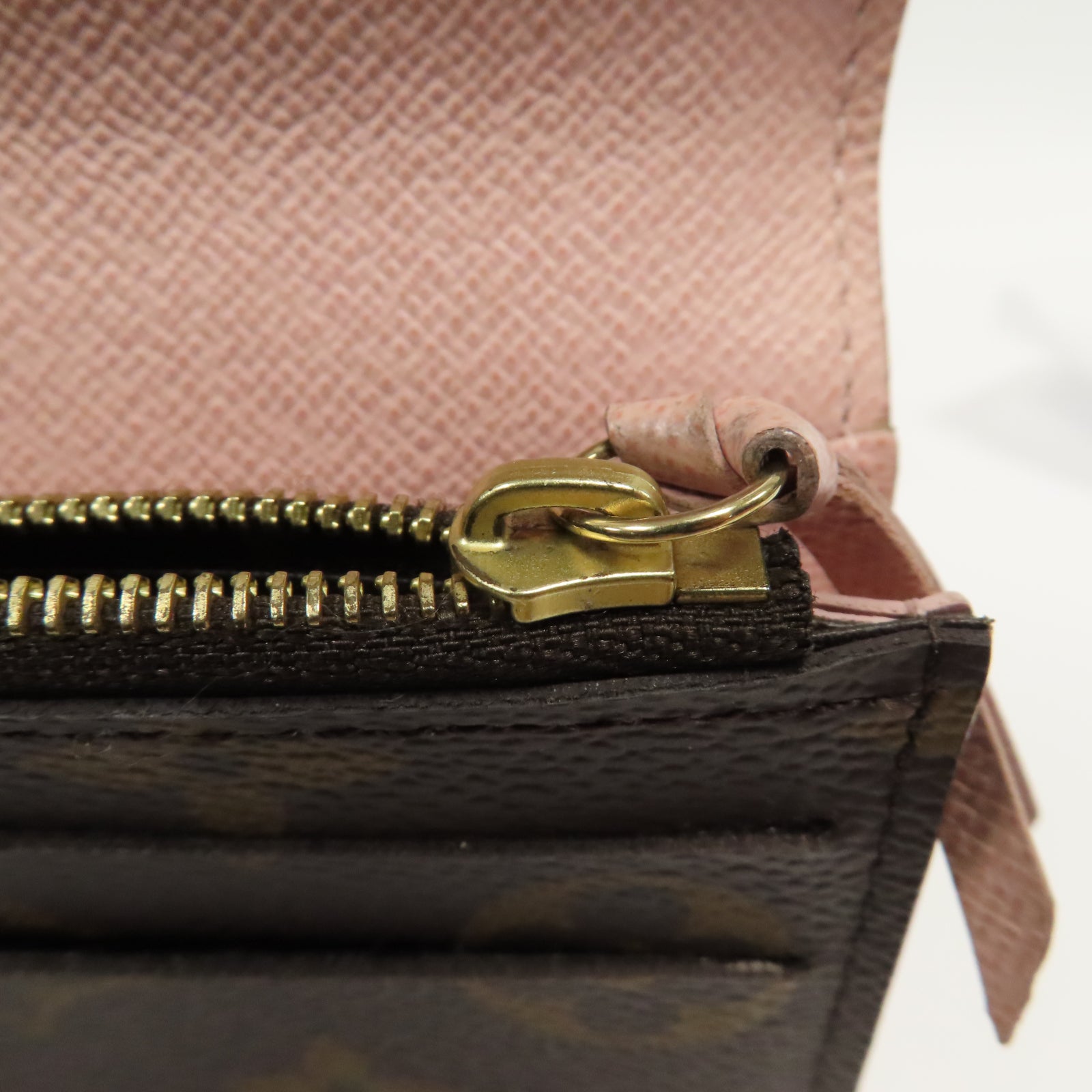 LOUIS VUITTON Monogram Emilie Wallet金扣長錢包啡色/粉紅色