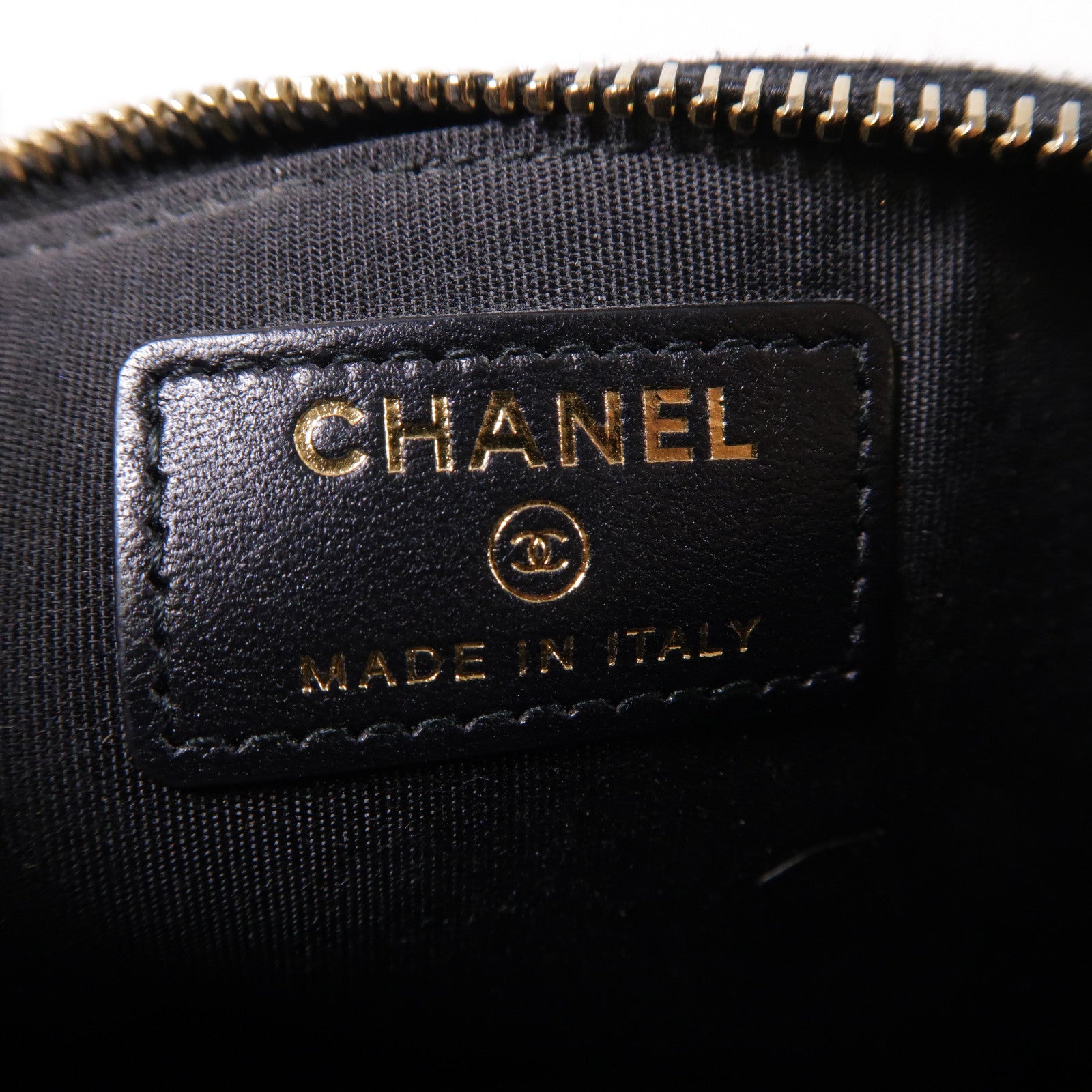 CHANEL 菱格皮革Pouch Wallet金扣長錢包黑色