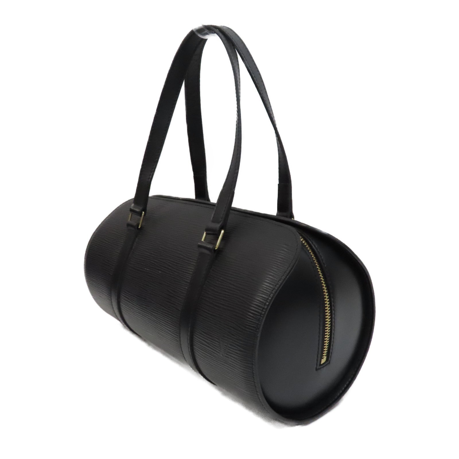 LOUIS VUITTON Epi Soufflot金扣手挽袋黑色