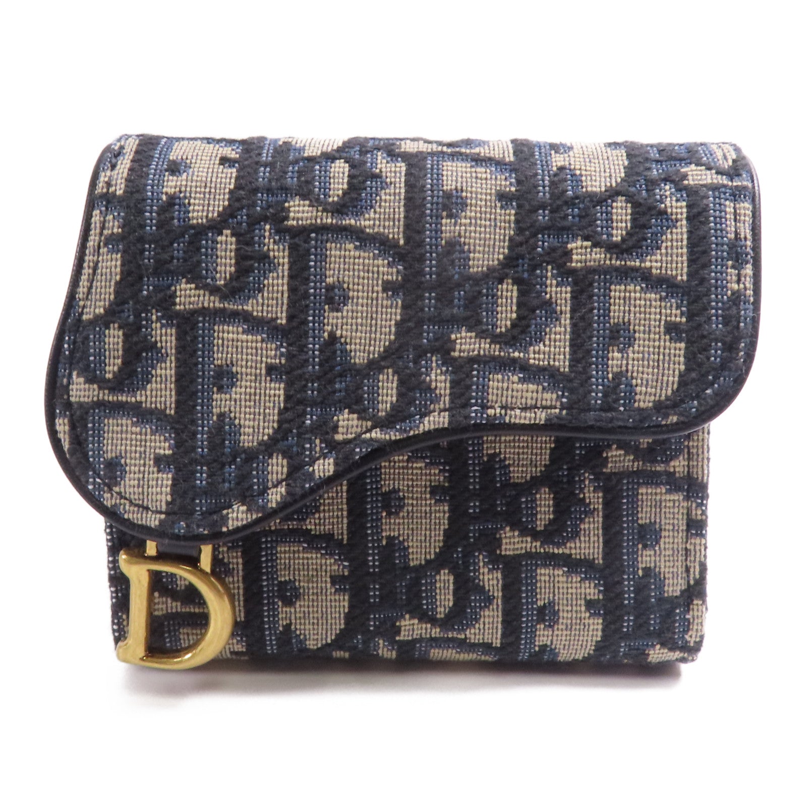 Dior 帆布Saddle Nymphea金扣錢包