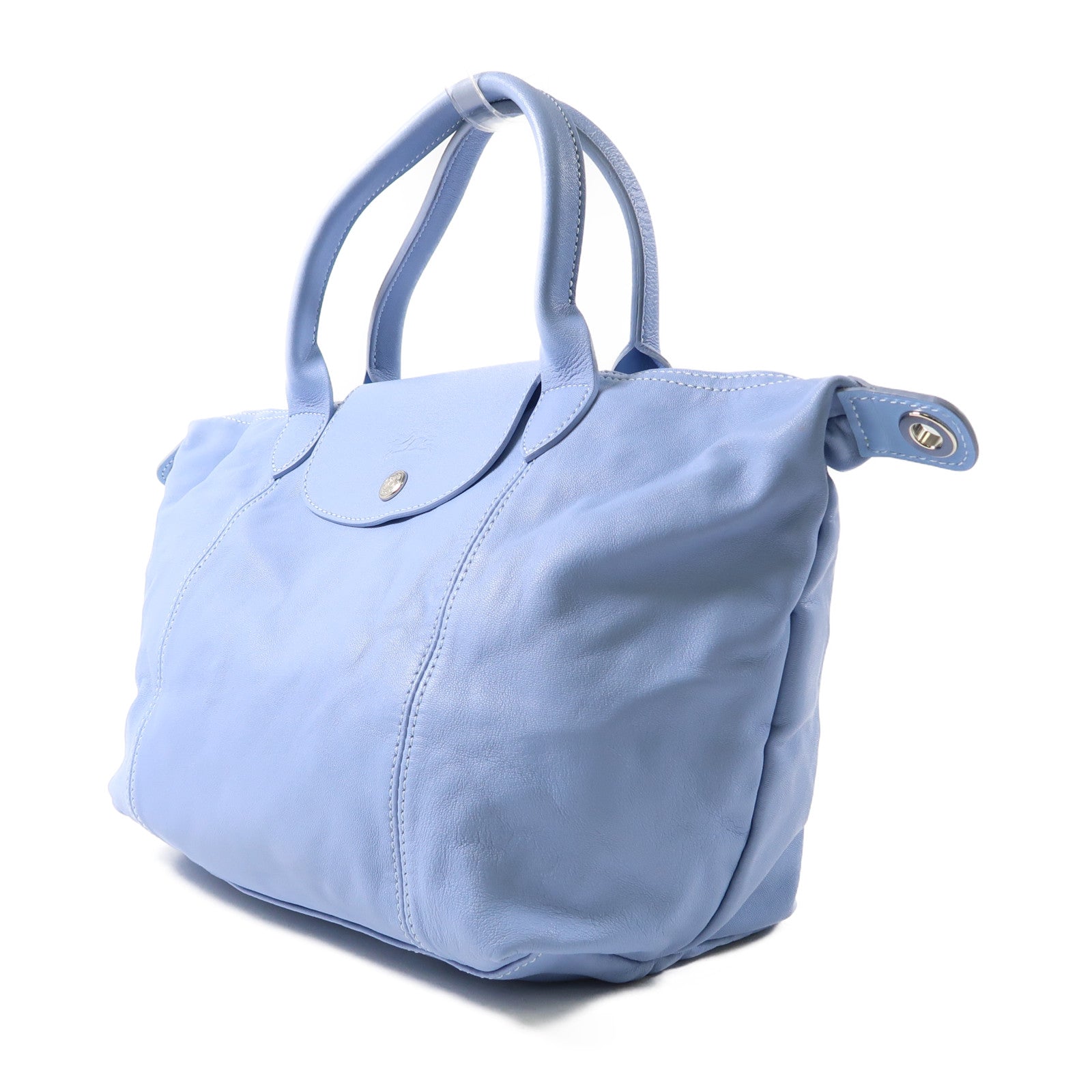 Longchamp 羊皮皮革Shoulder Bag銀扣手挽肩背兩用袋粉紅色