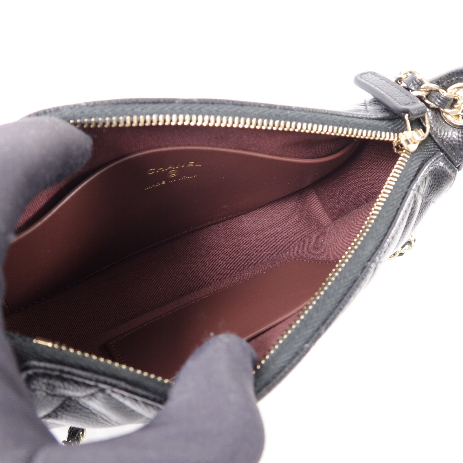 CHANEL 牛皮皮革Clutch With Chain鏈帶肩背袋