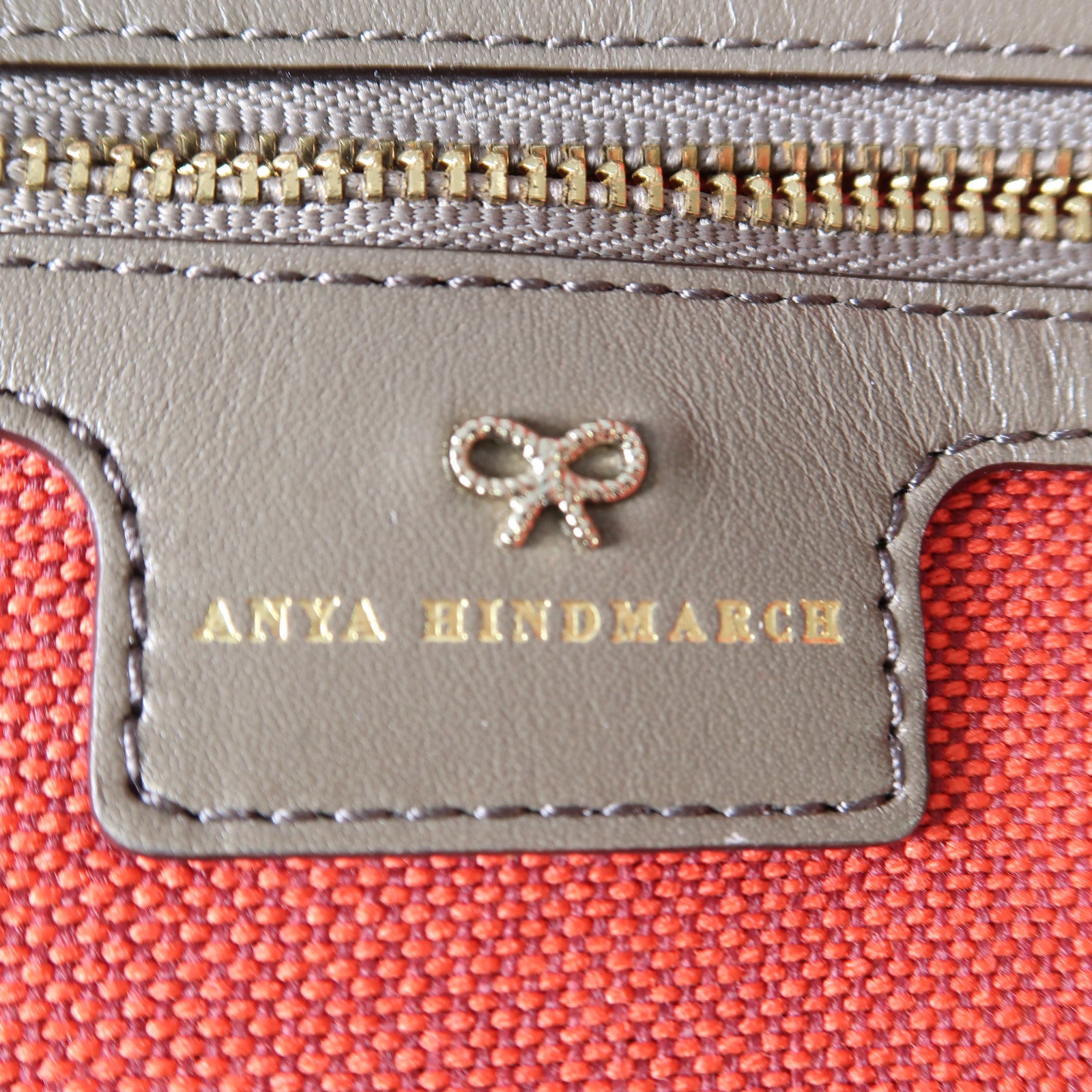 ANYA HINDMARCH 【激減優惠】帆布Handbag手挽袋紅色/啡色