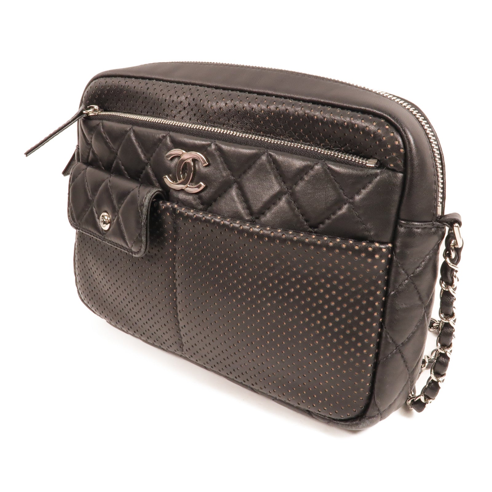 CHANEL 羊皮皮革Perforated Multi Pocket Camera Case肩背袋