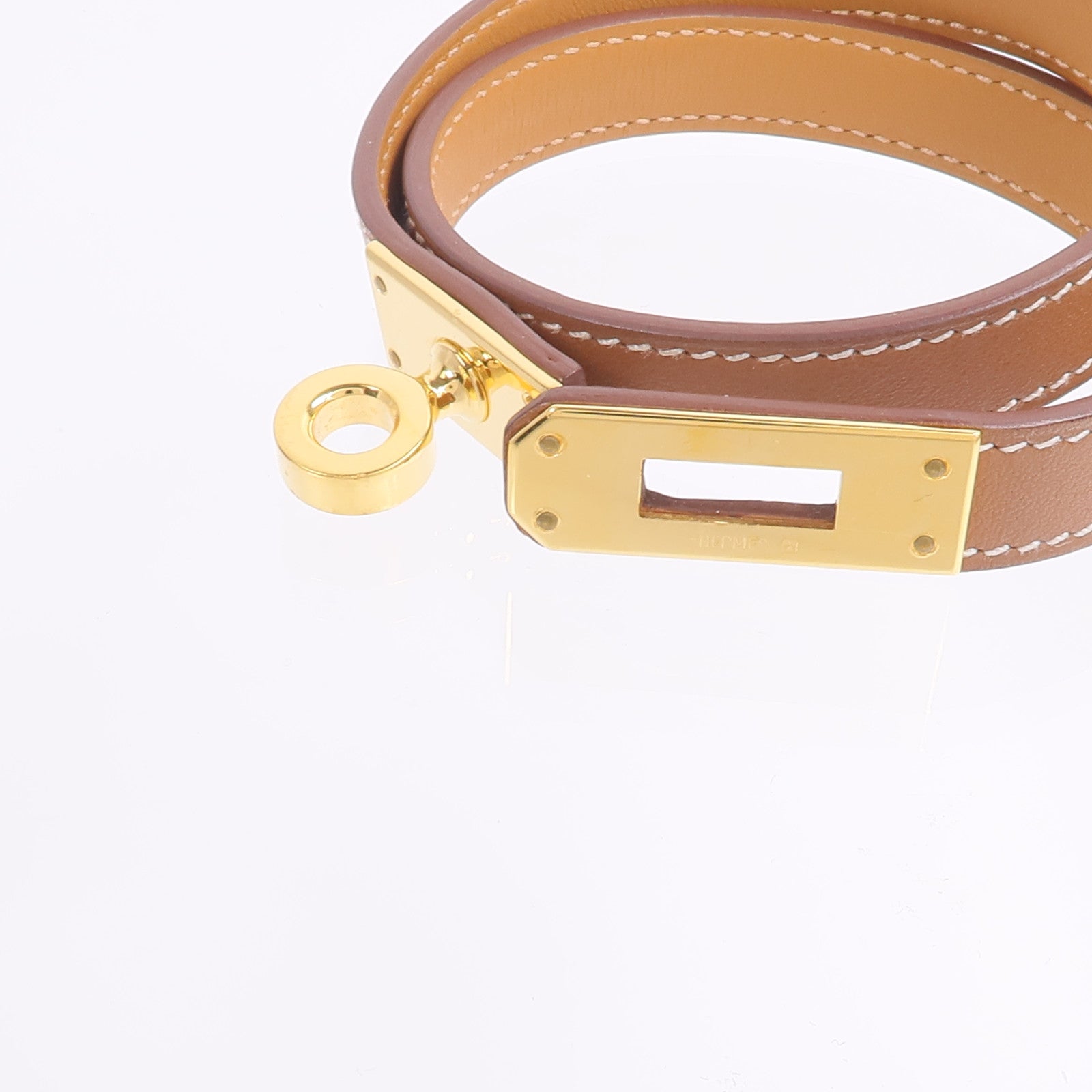 HERMES Swift皮革Mini Kelly Double Tour Bracelet手帶Gold