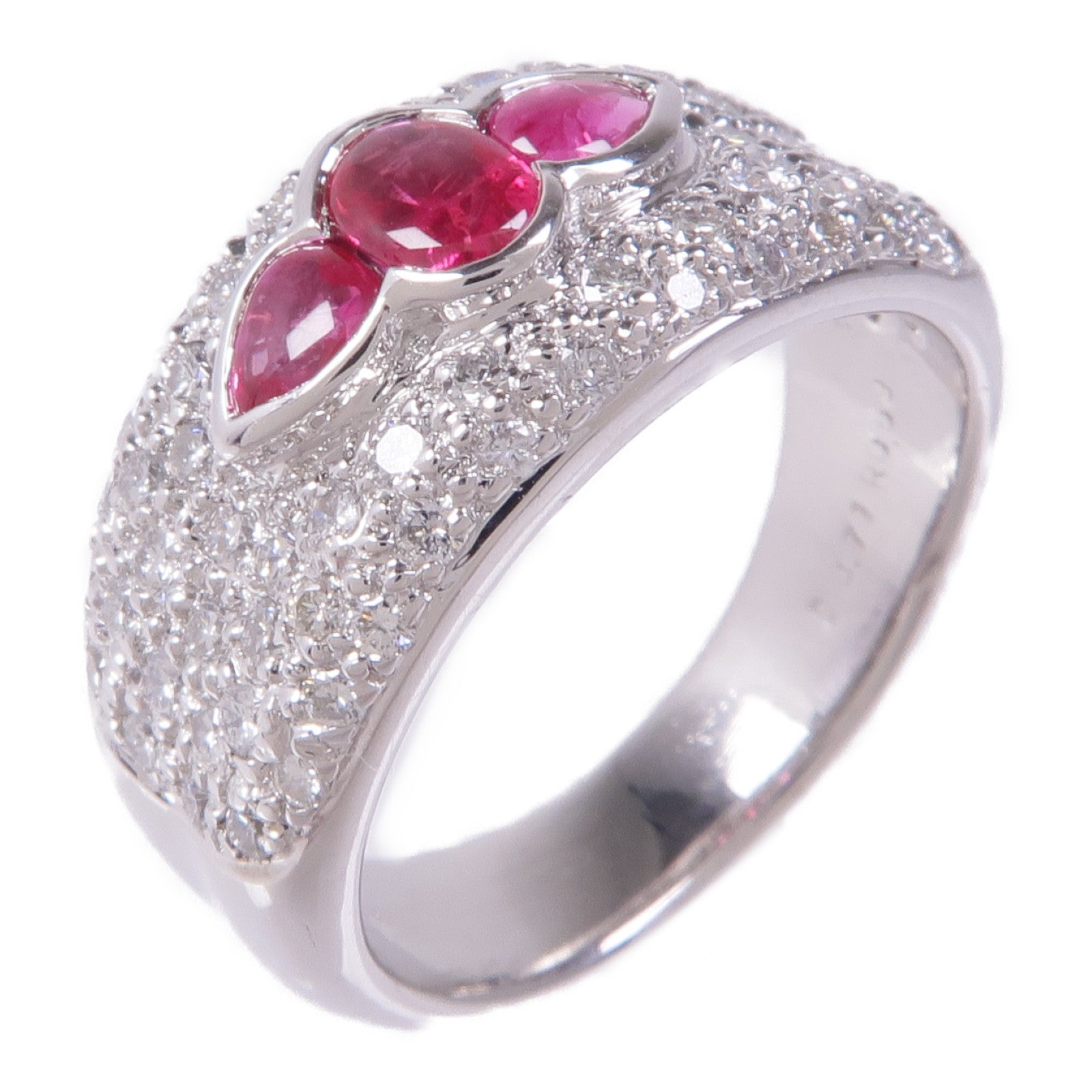 JEWELRY 【激減優惠】PT900鉑金Ruby/Diamond Ring紅寶石/鑽石戒指US#6.5