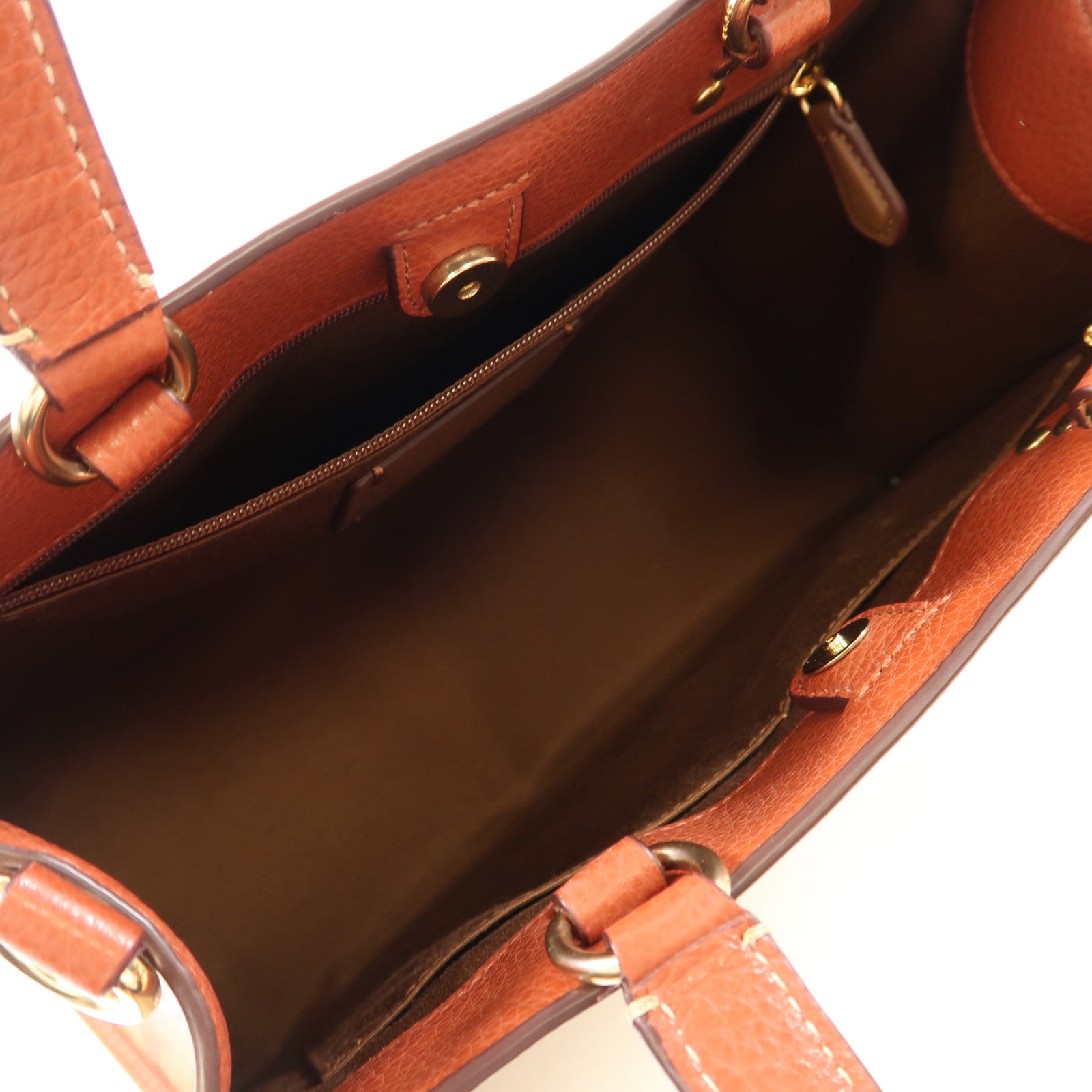 COACH PVC塗層帆布Shoulder Bag金扣手挽肩背兩用袋啡色