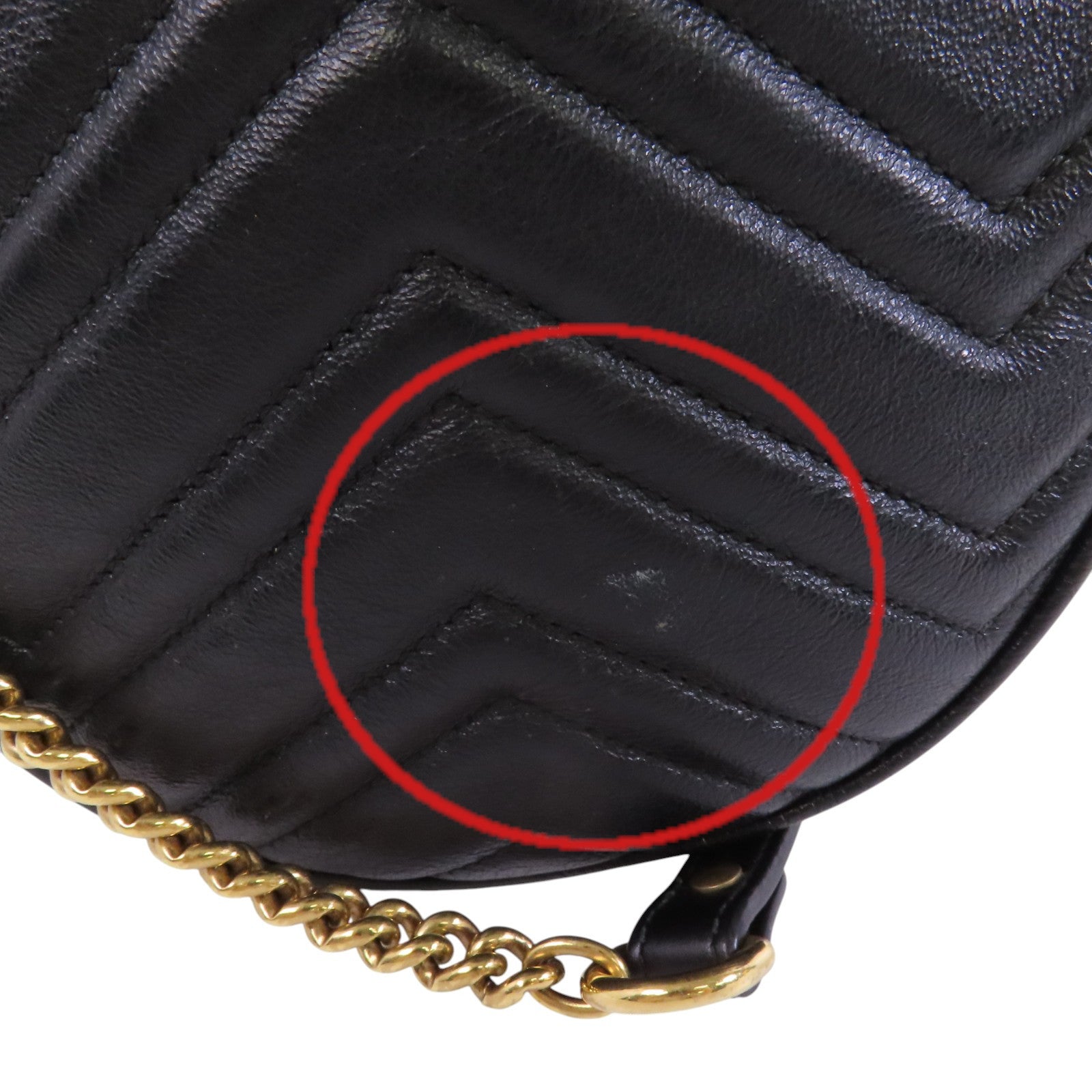 GUCCI 牛皮皮革GG Marmont金扣鏈帶肩背袋