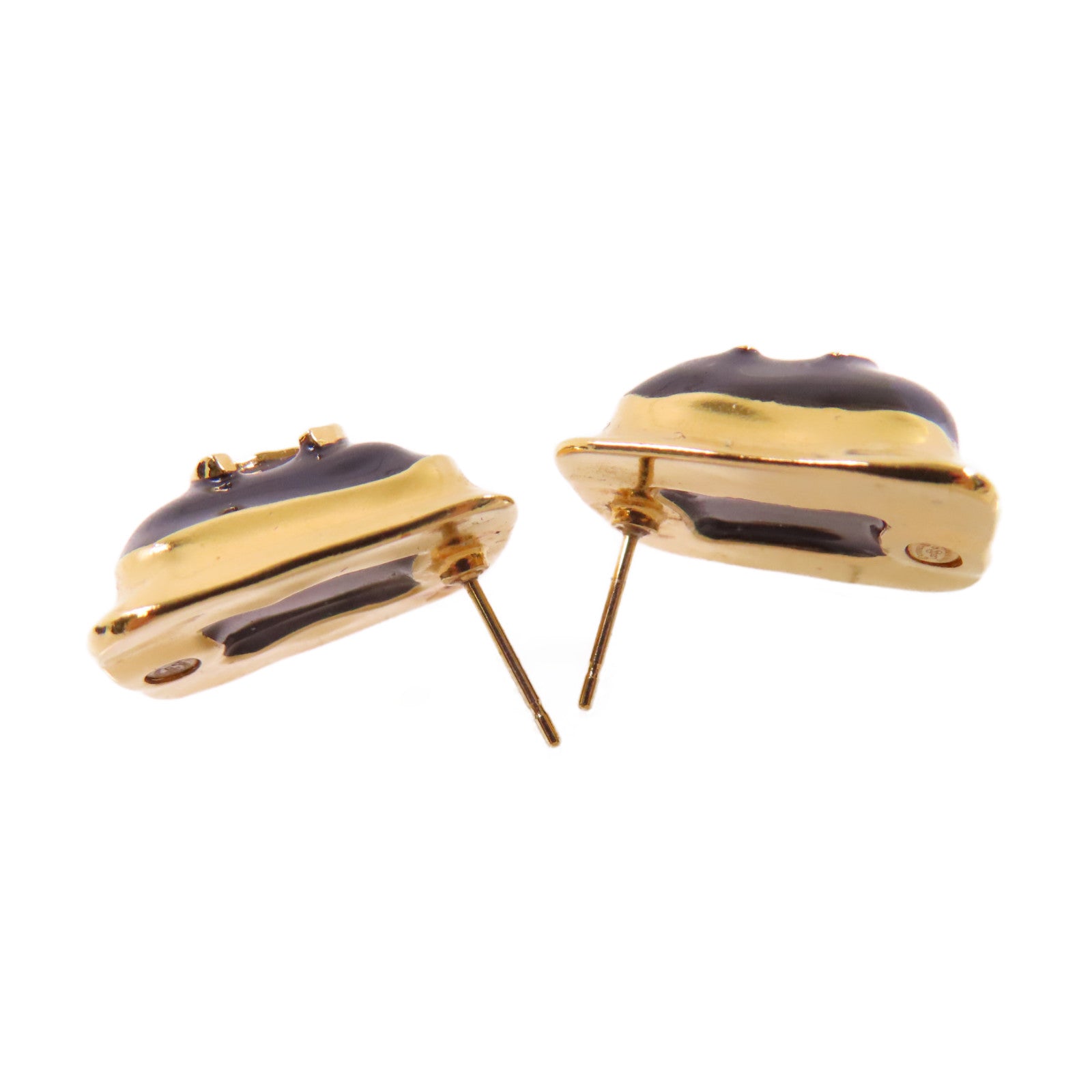 CHANEL 金屬/PVC CC Earrings耳環金色/黑色