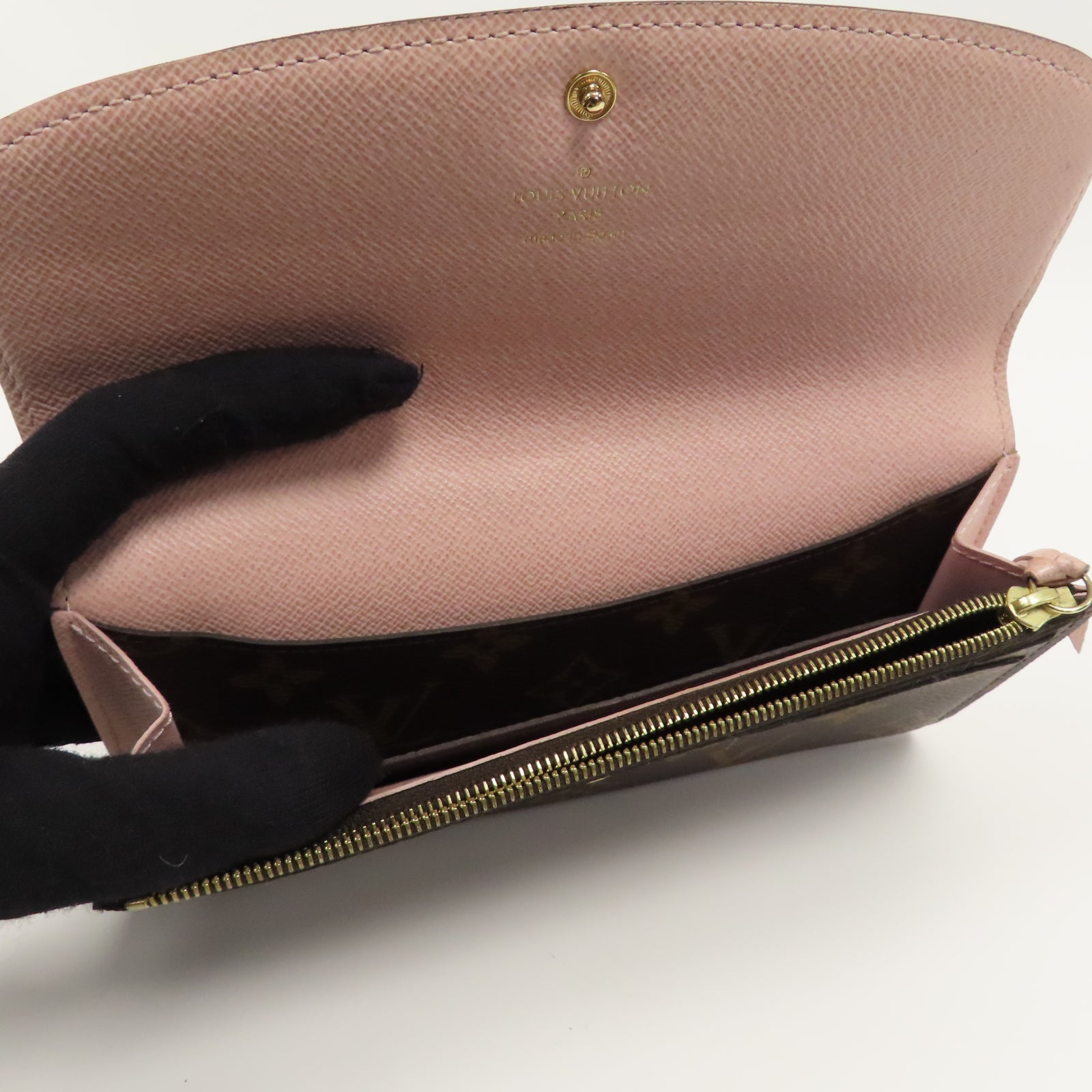 LOUIS VUITTON Monogram Emilie Wallet金扣長錢包啡色/粉紅色