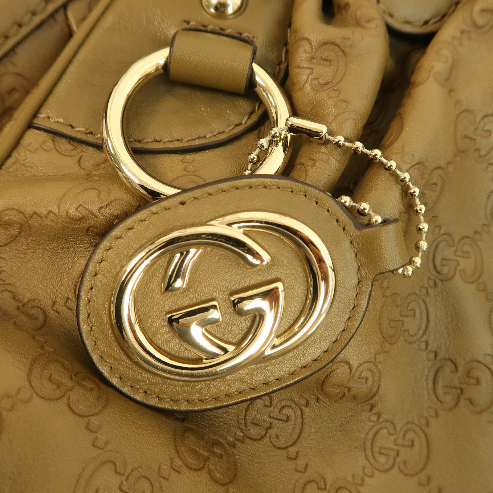 GUCCI 牛皮皮革Shoulder Bag金扣手挽肩背兩用袋啡色