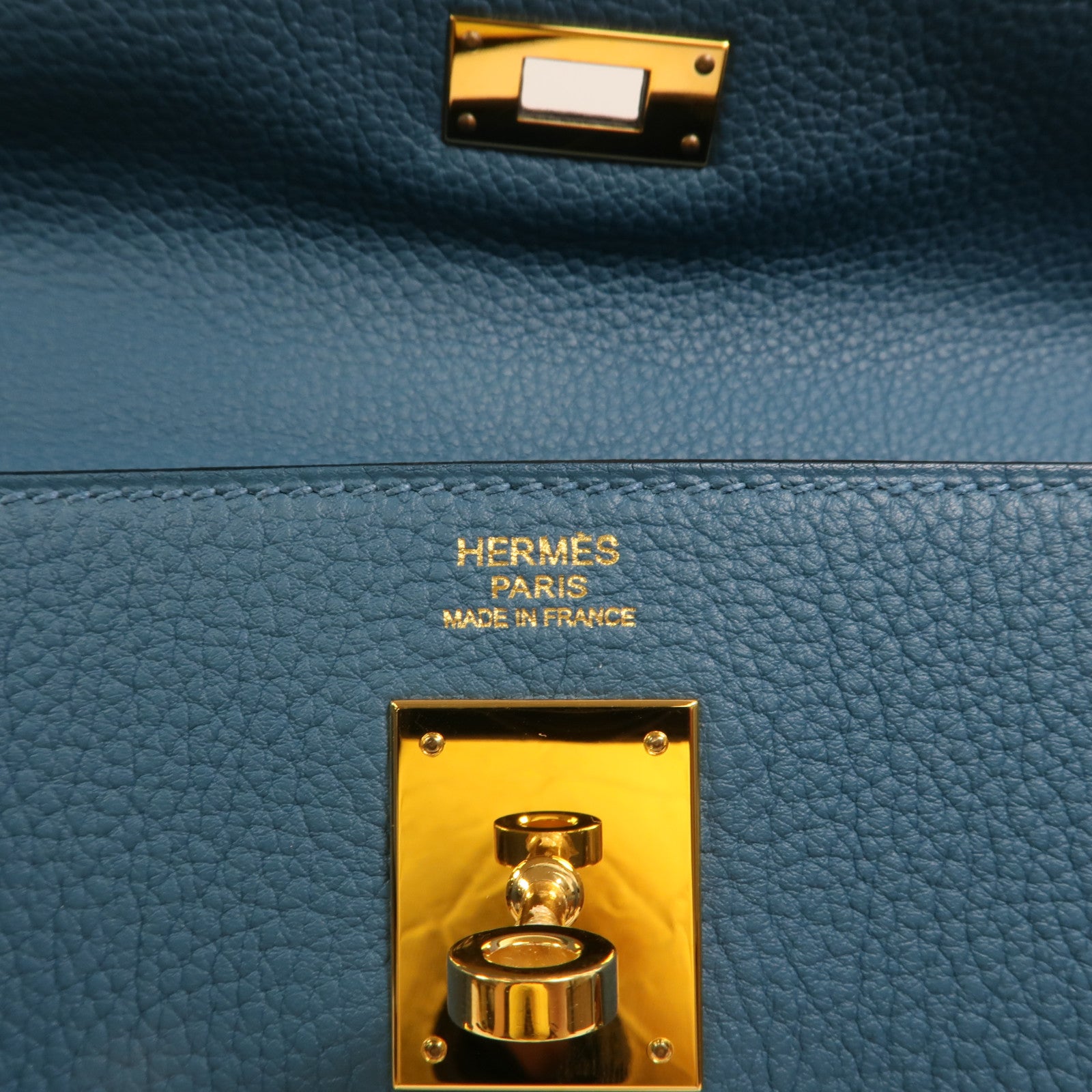 HERMES Togo皮革Kelly 32金扣手挽肩背兩用袋Cobalt