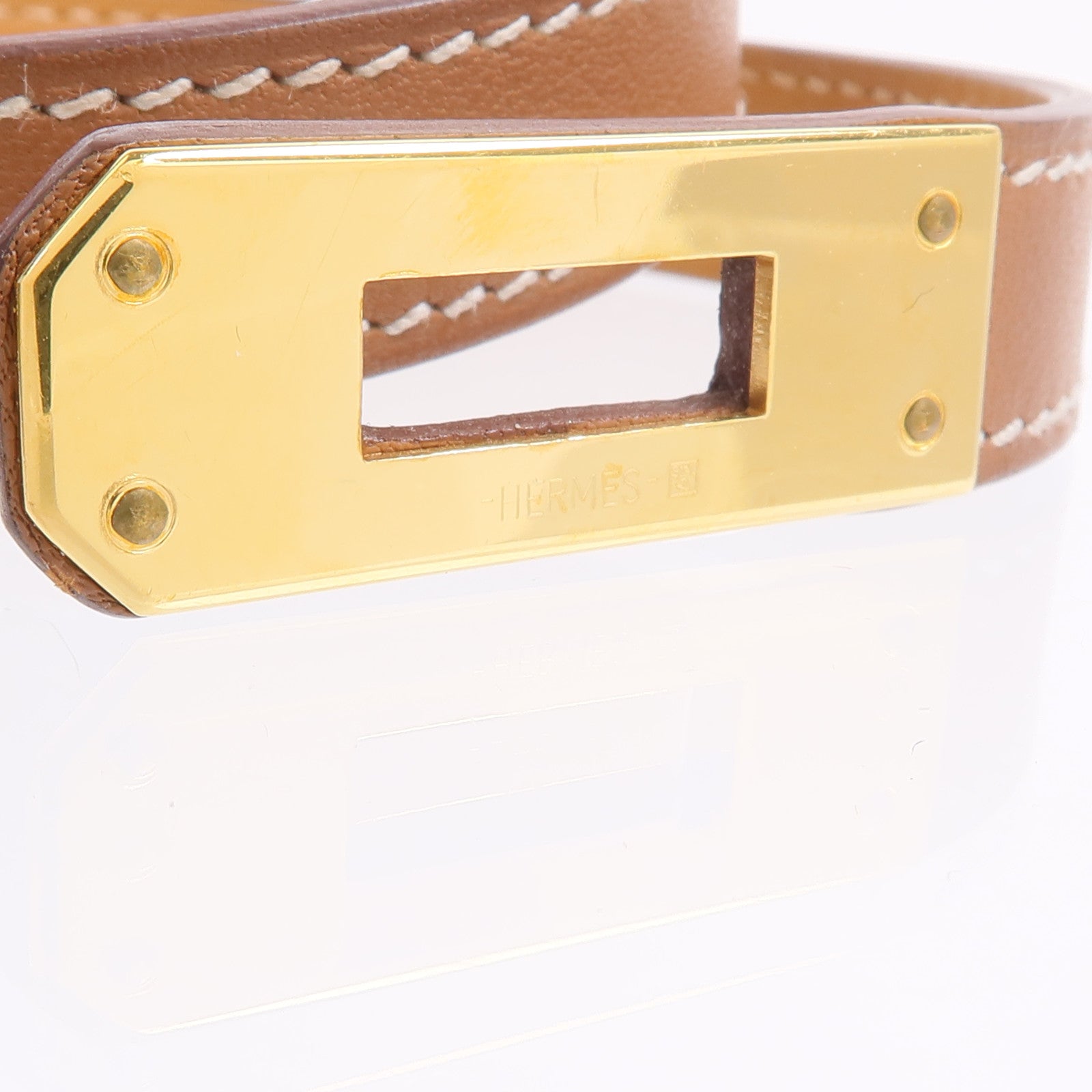 HERMES Swift皮革Mini Kelly Double Tour Bracelet手帶Gold