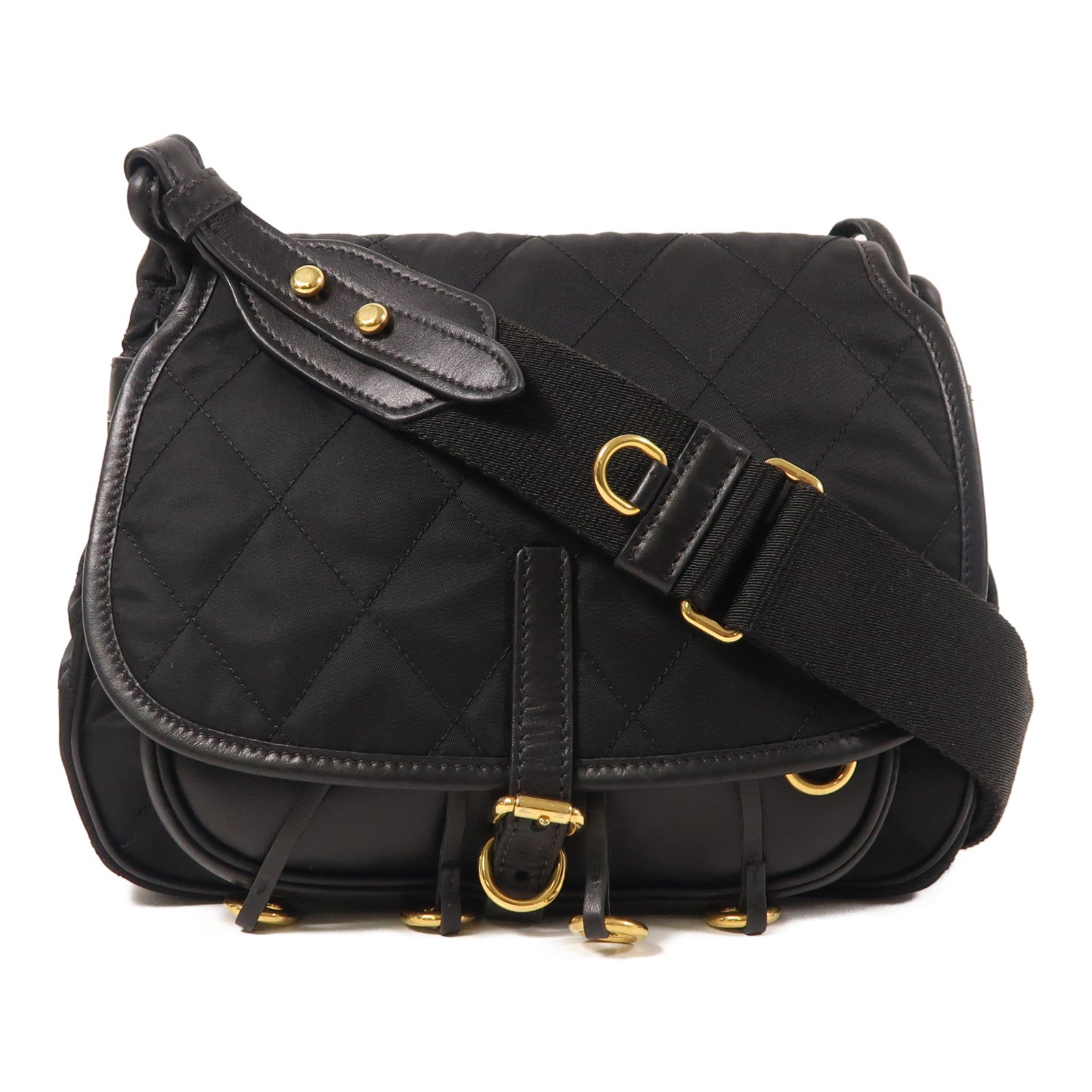 PRADA 尼龍/皮革Shoulder Bag金扣肩背袋