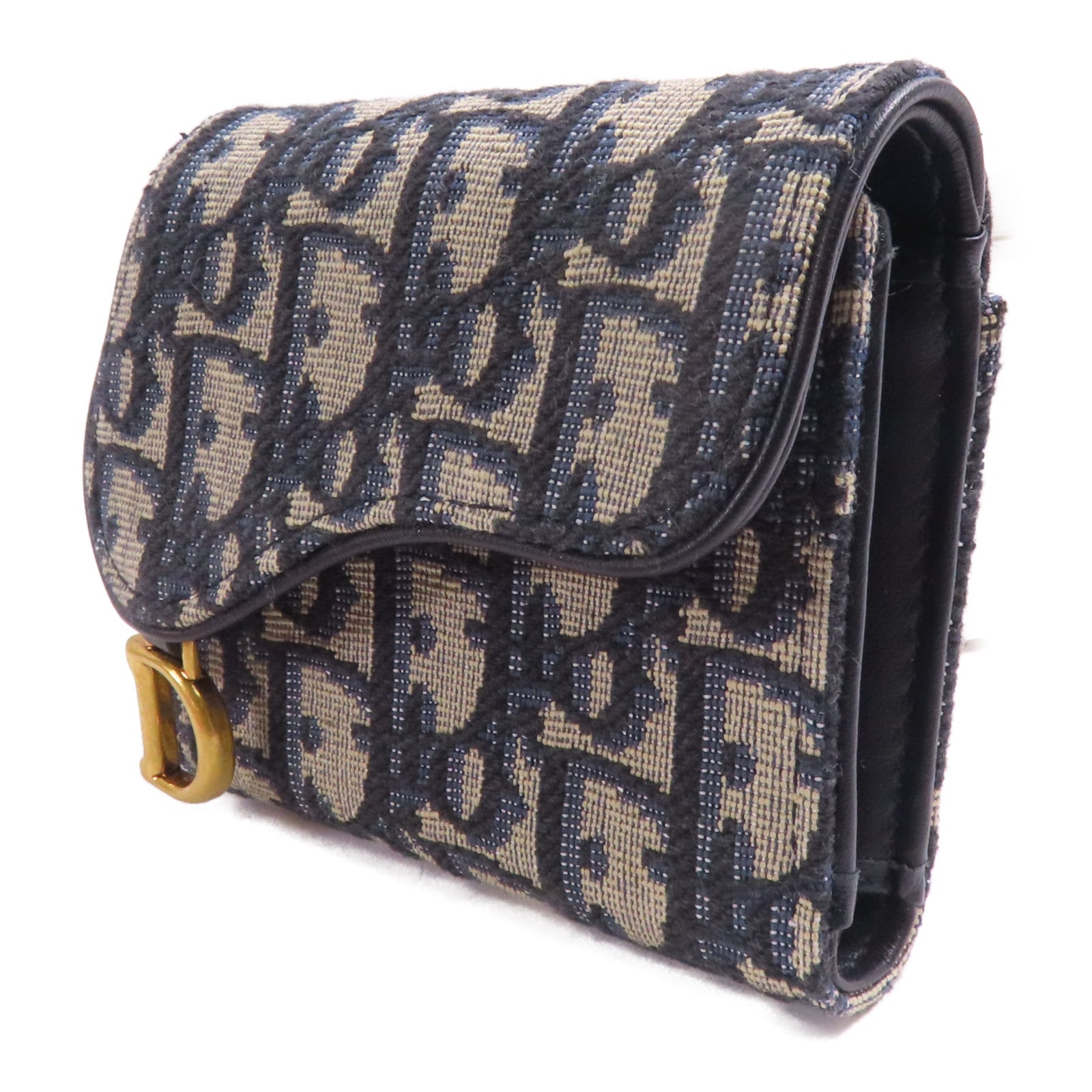Dior 帆布Saddle Nymphea金扣錢包
