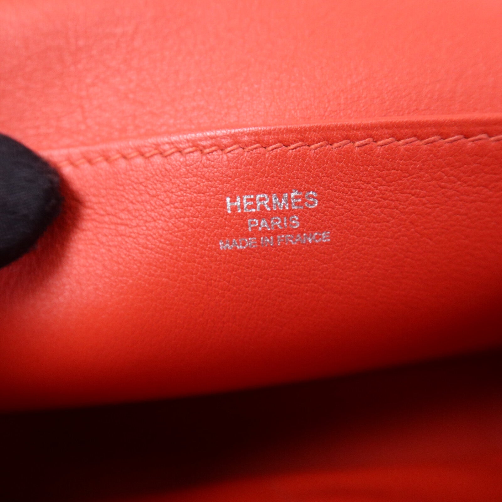 HERMES Swift皮革Halzan Mini銀扣肩背袋Rouge Tomate