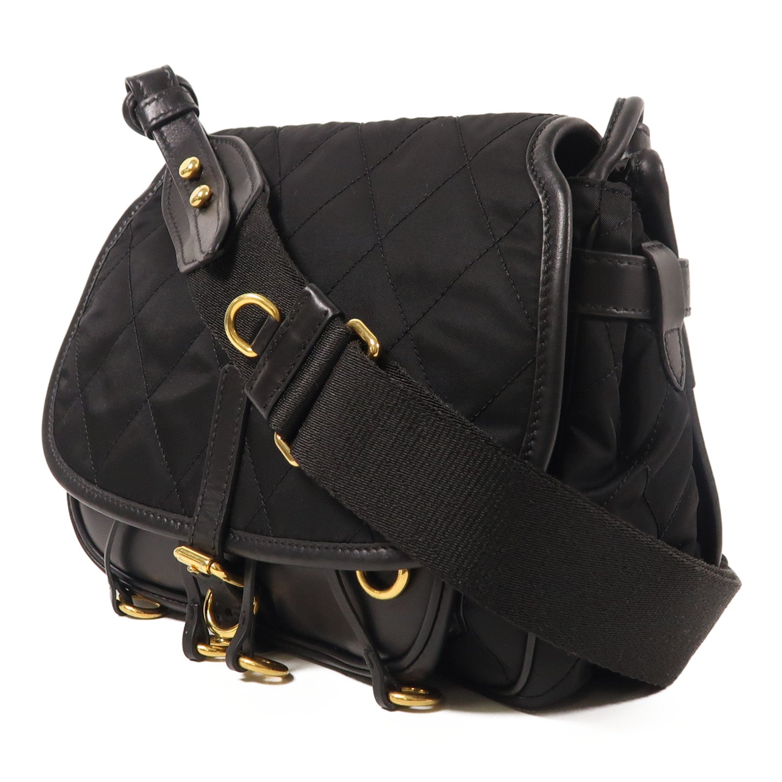 PRADA 尼龍/皮革Shoulder Bag金扣肩背袋