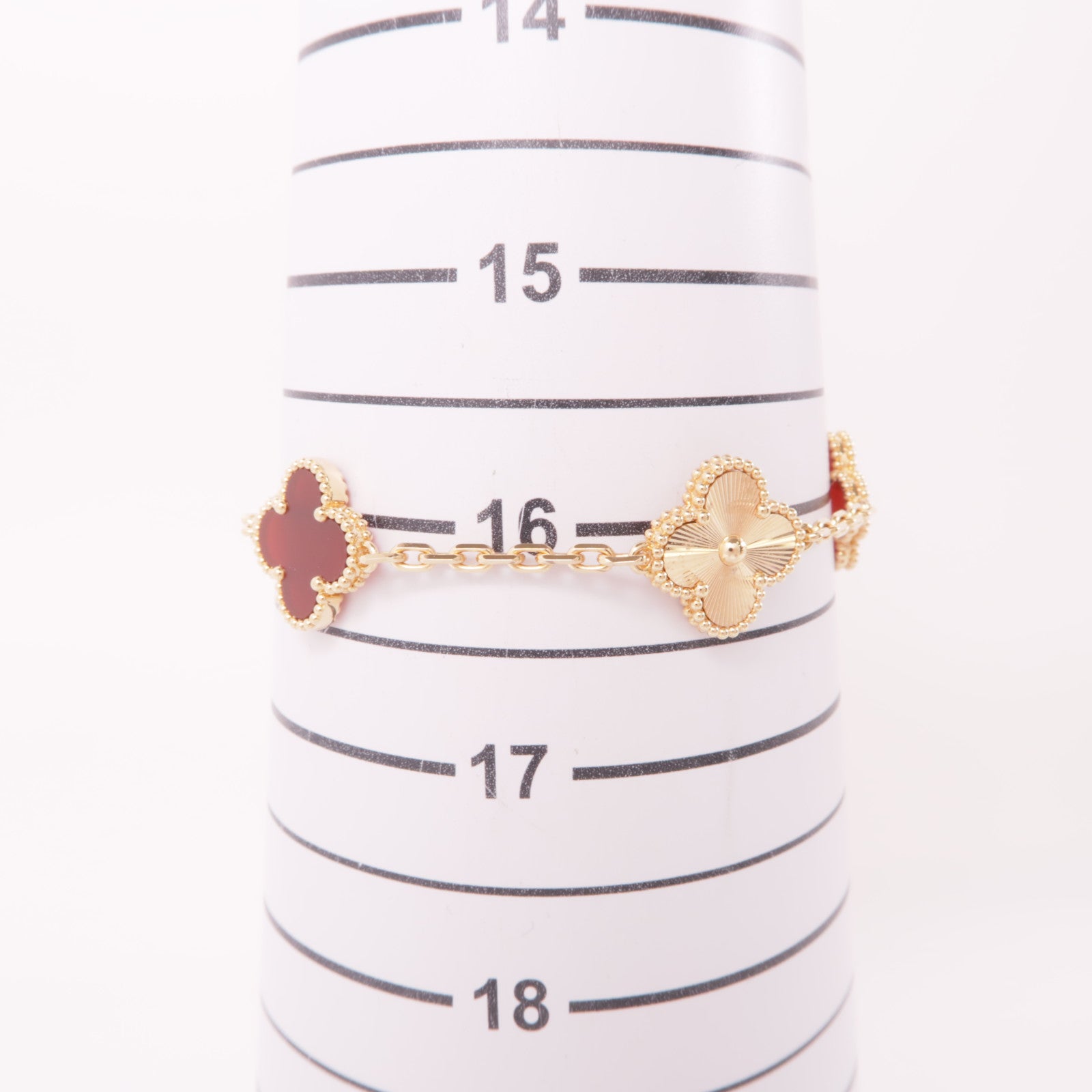 Van Cleef & Arpels 18K玫瑰金Alhambra 5-Motifs Bracelet金扣手鏈酒紅色/金色
