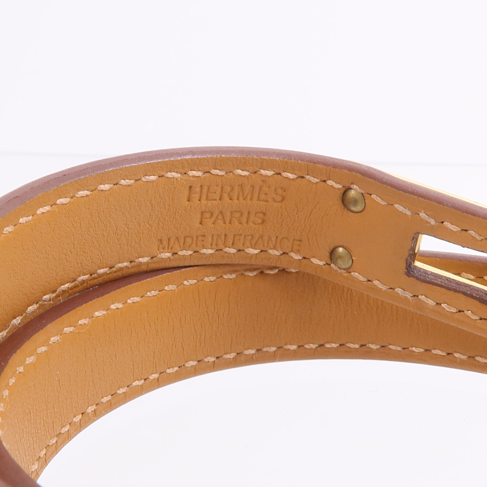 HERMES Swift皮革Mini Kelly Double Tour Bracelet手帶Gold