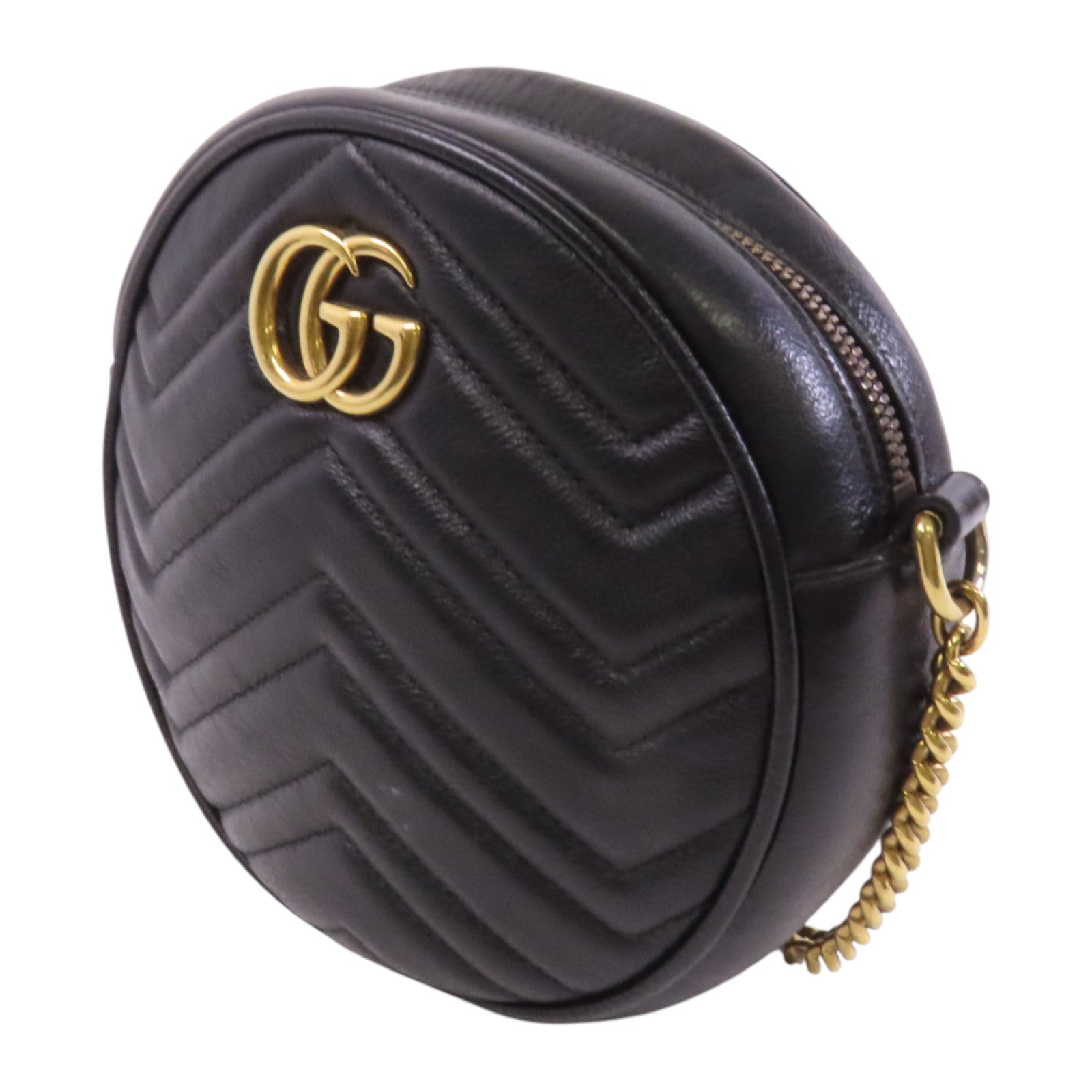 GUCCI 牛皮皮革GG Marmont金扣鏈帶肩背袋