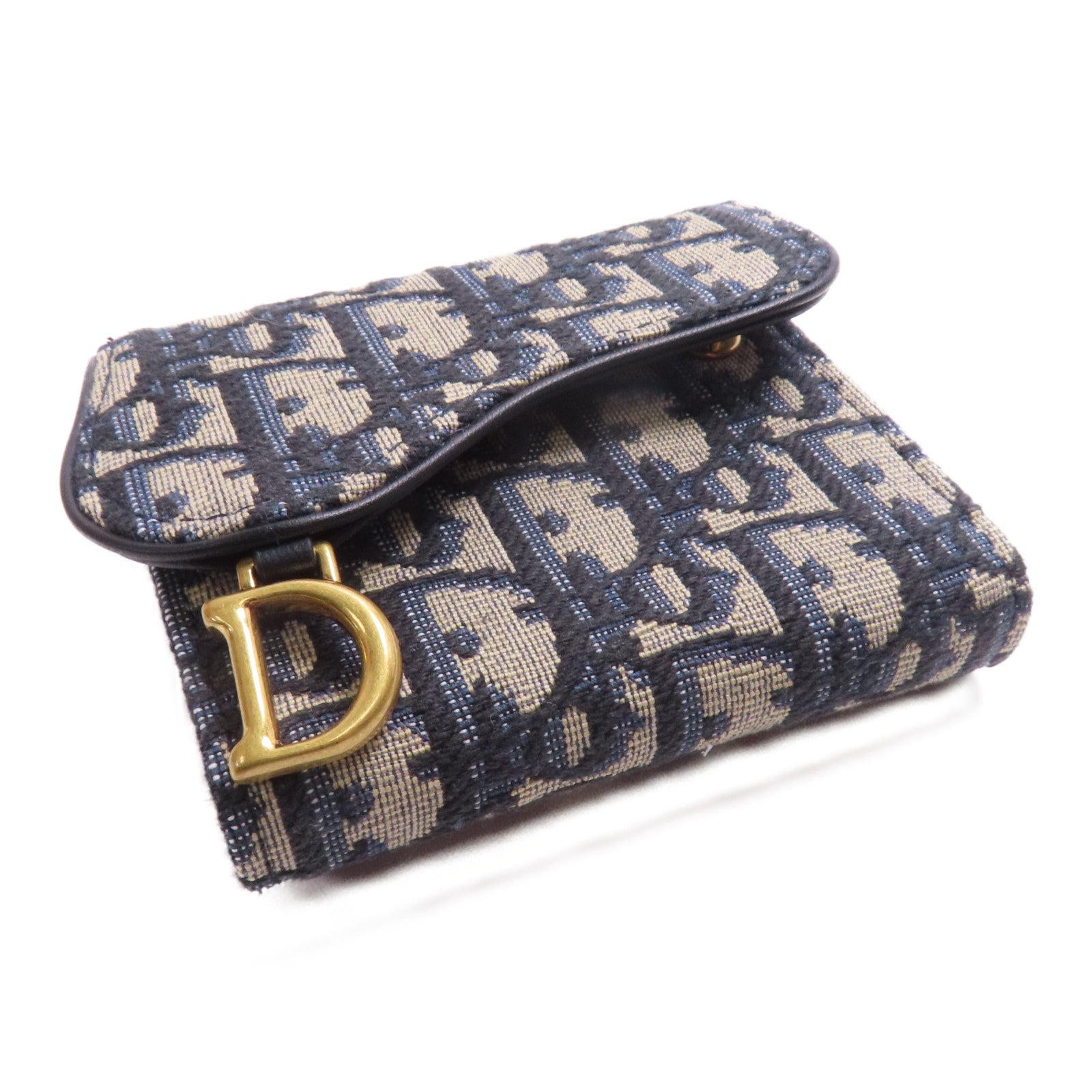Dior 帆布Saddle Nymphea金扣錢包
