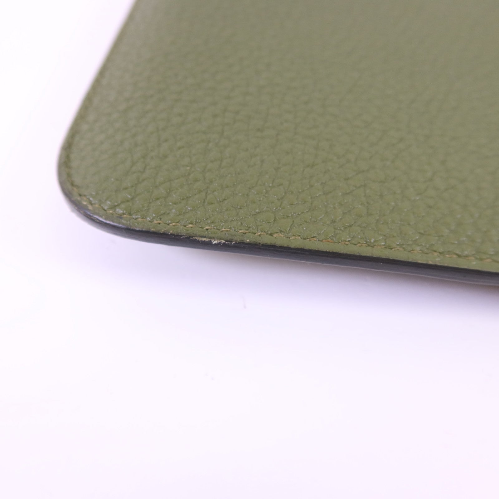 HERMES Togo皮革Dogon GM銀扣長錢包Vert Olive
