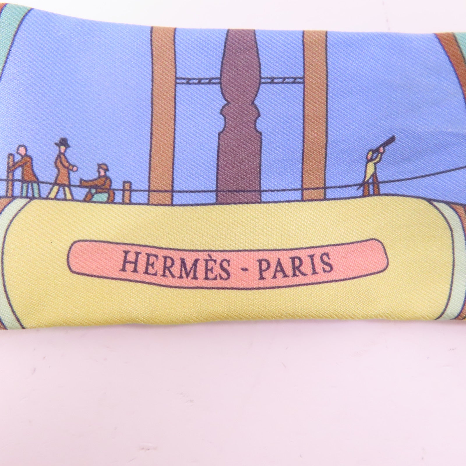 HERMES 絲質Twilly絲巾黄色/藍色/彩色
