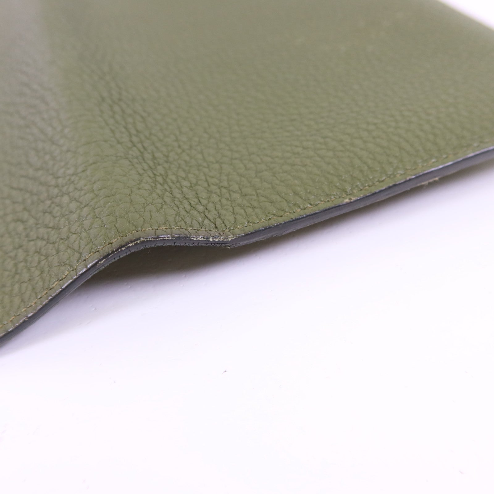 HERMES Togo皮革Dogon GM銀扣長錢包Vert Olive