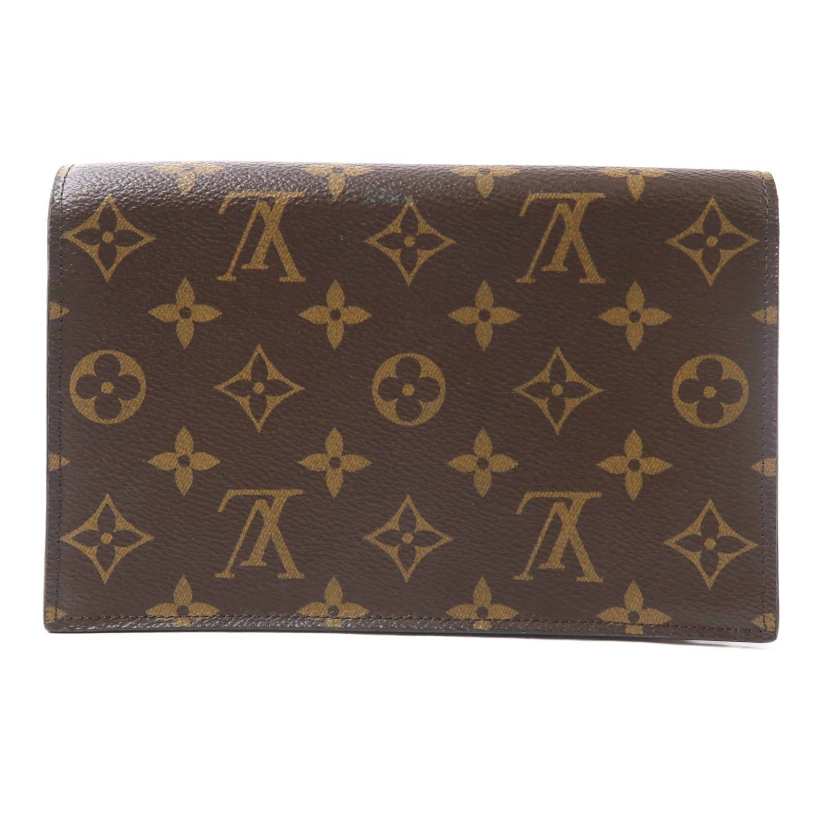 LOUIS VUITTON Monogram Portefeuille Flore金扣鏈帶肩背袋棕色/紅色