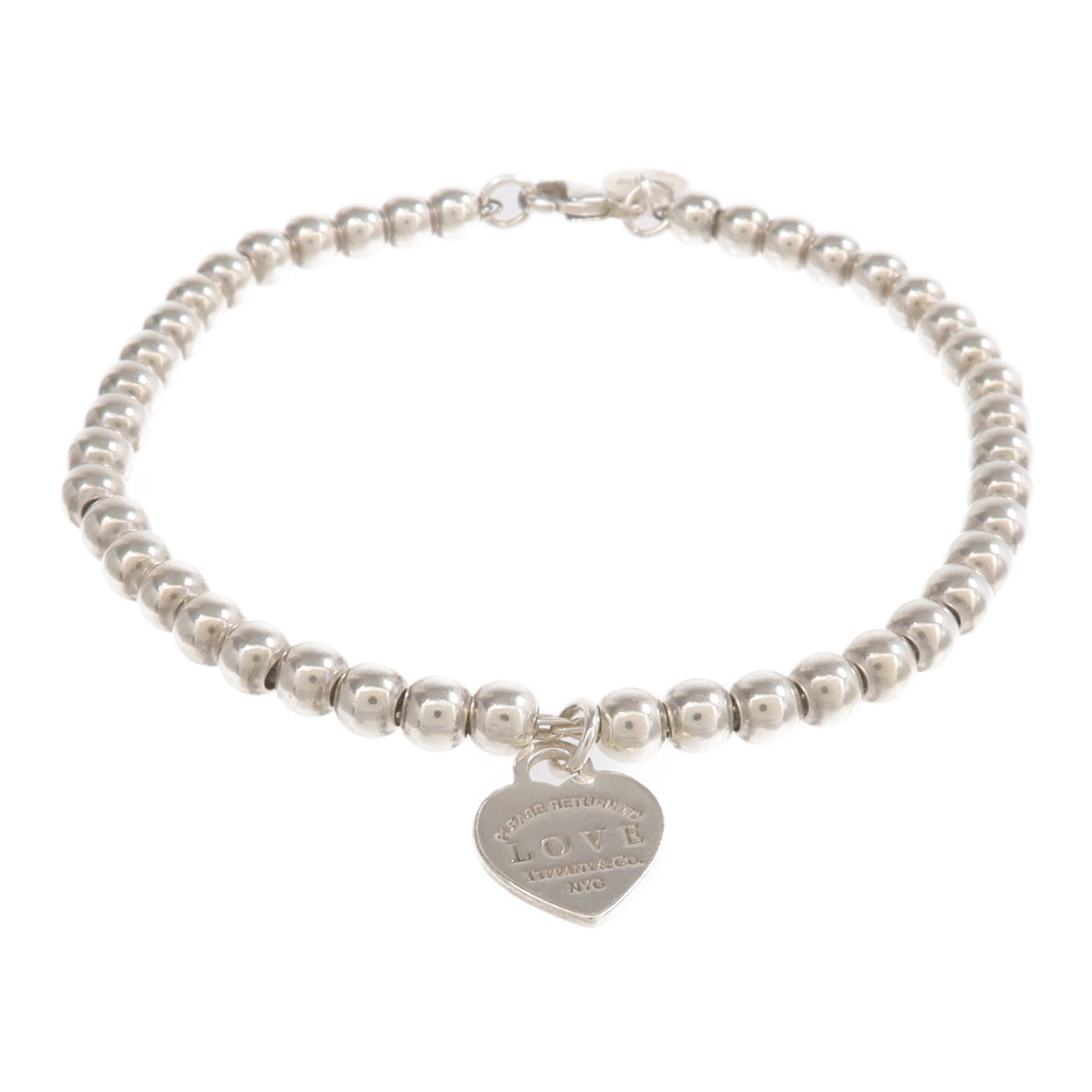 TIFFANY＆CO 925純銀Heart Tag Bead手鏈
