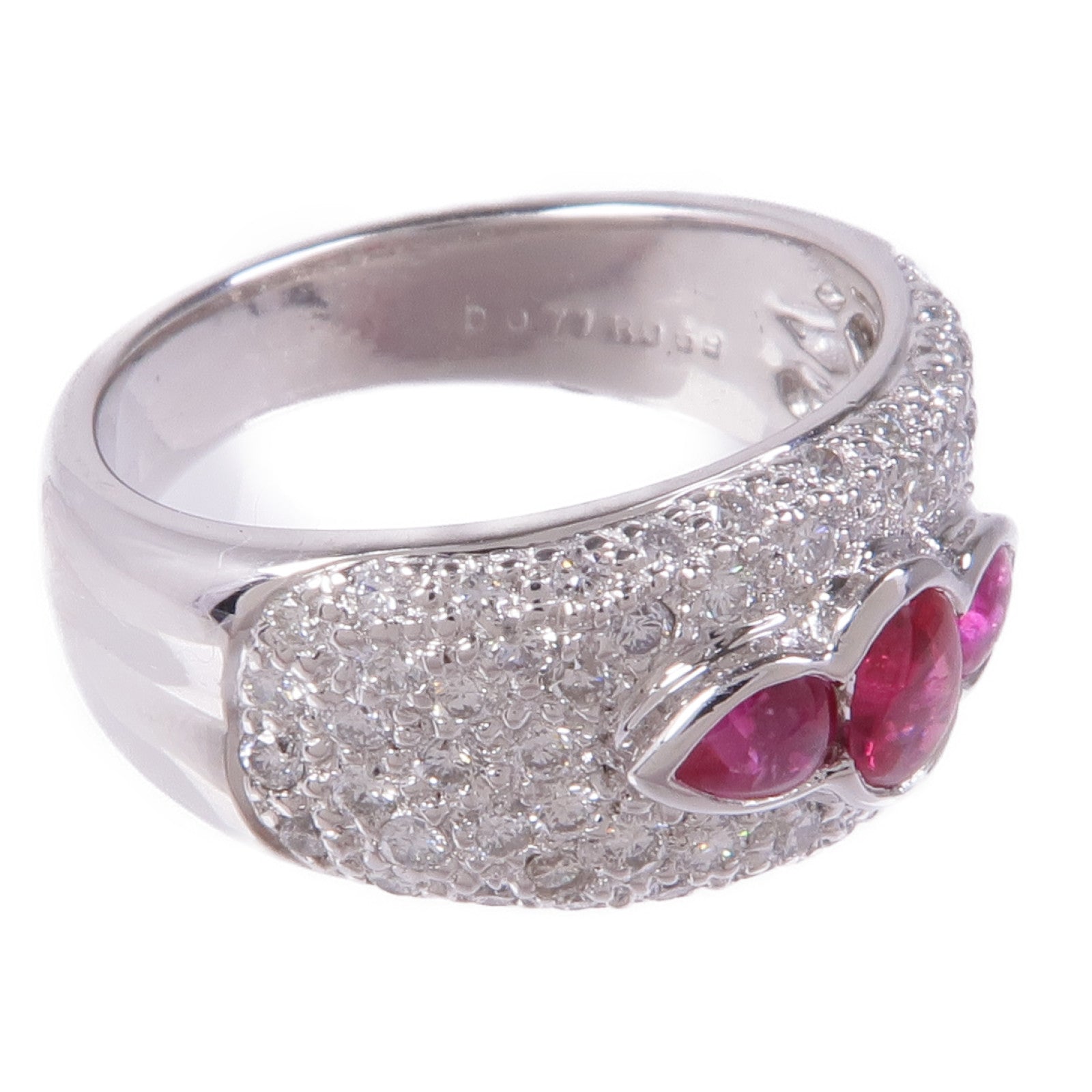 JEWELRY 【激減優惠】PT900鉑金Ruby/Diamond Ring紅寶石/鑽石戒指US#6.5