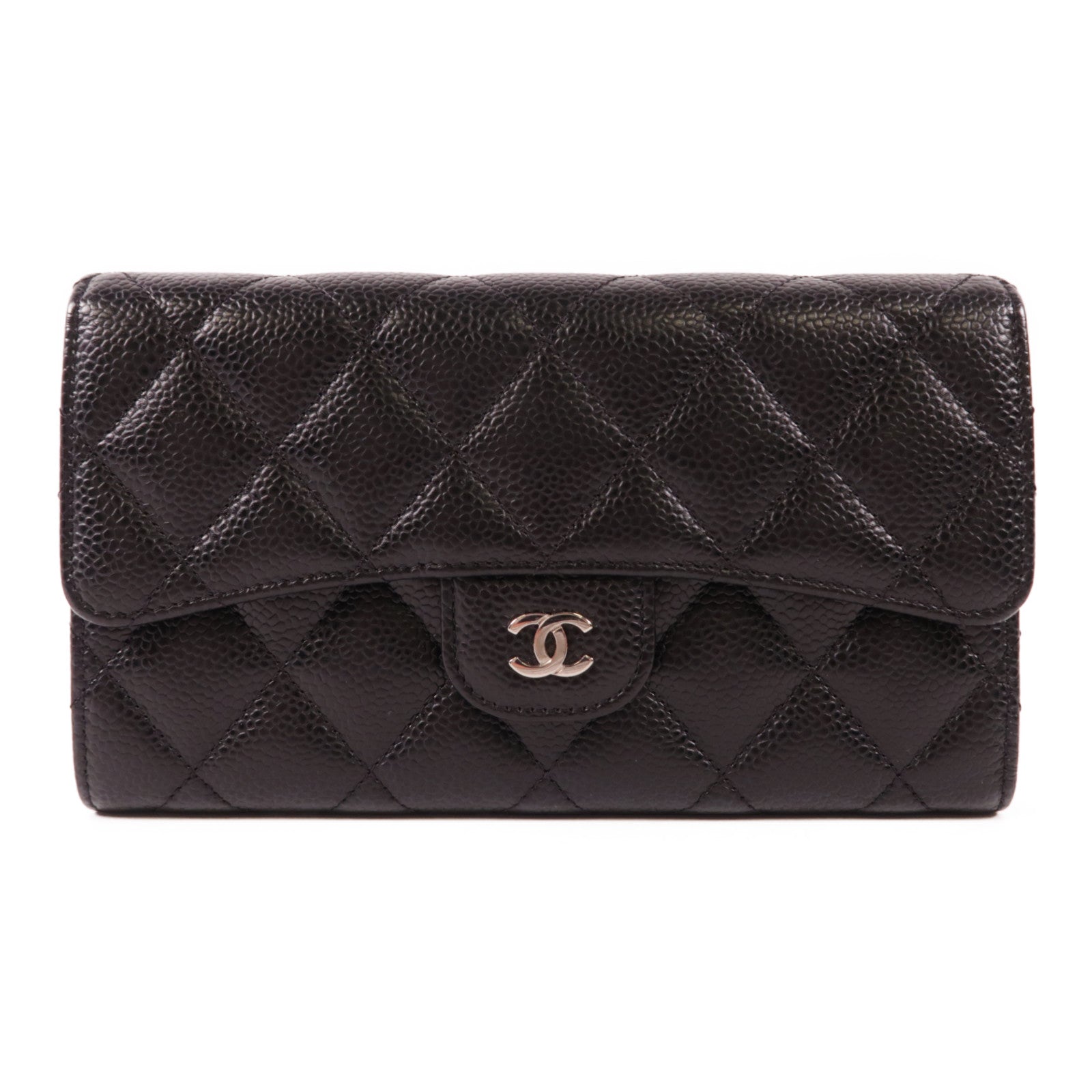 CHANEL 牛皮皮革Long Wallet銀扣長錢包