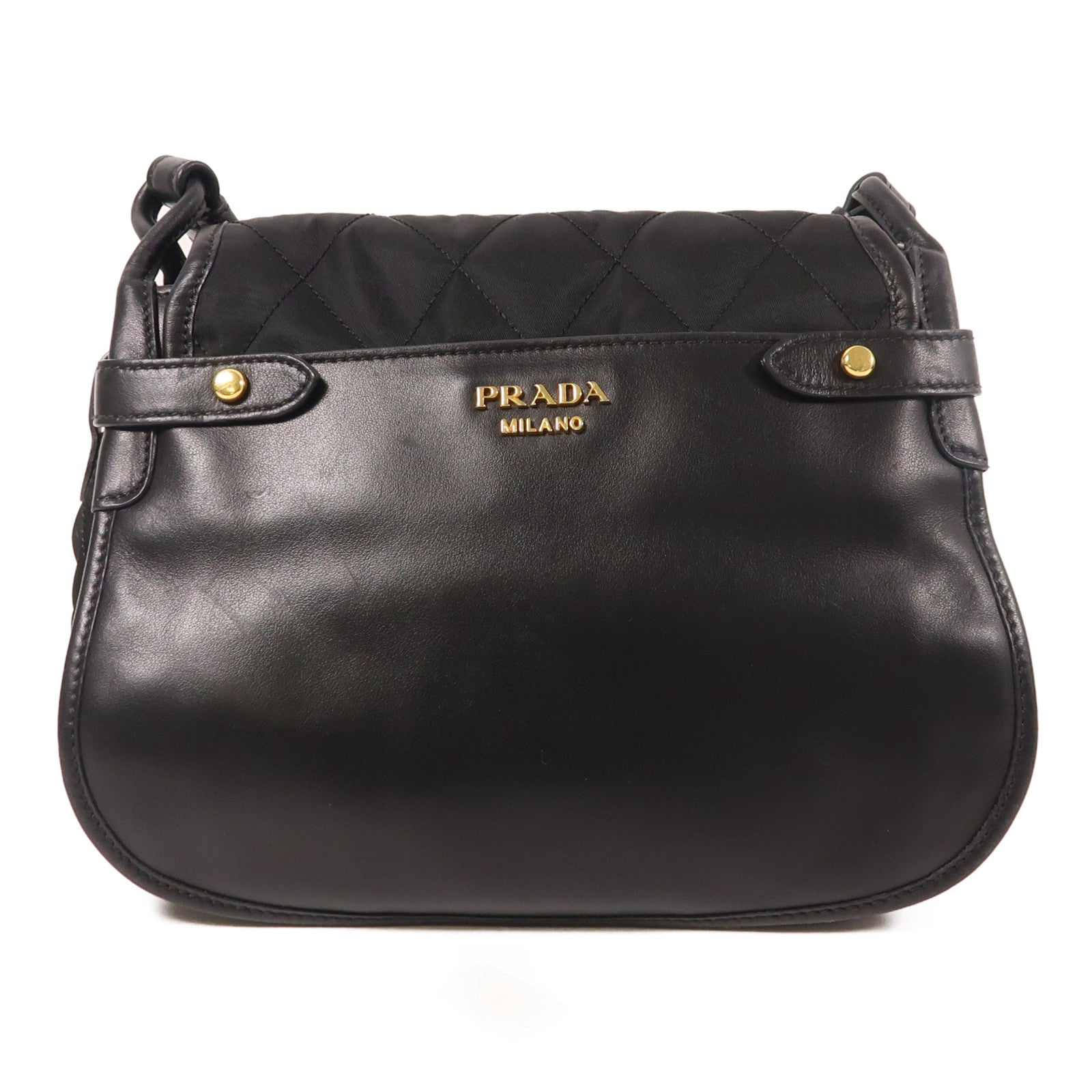 PRADA 尼龍/皮革Shoulder Bag金扣肩背袋